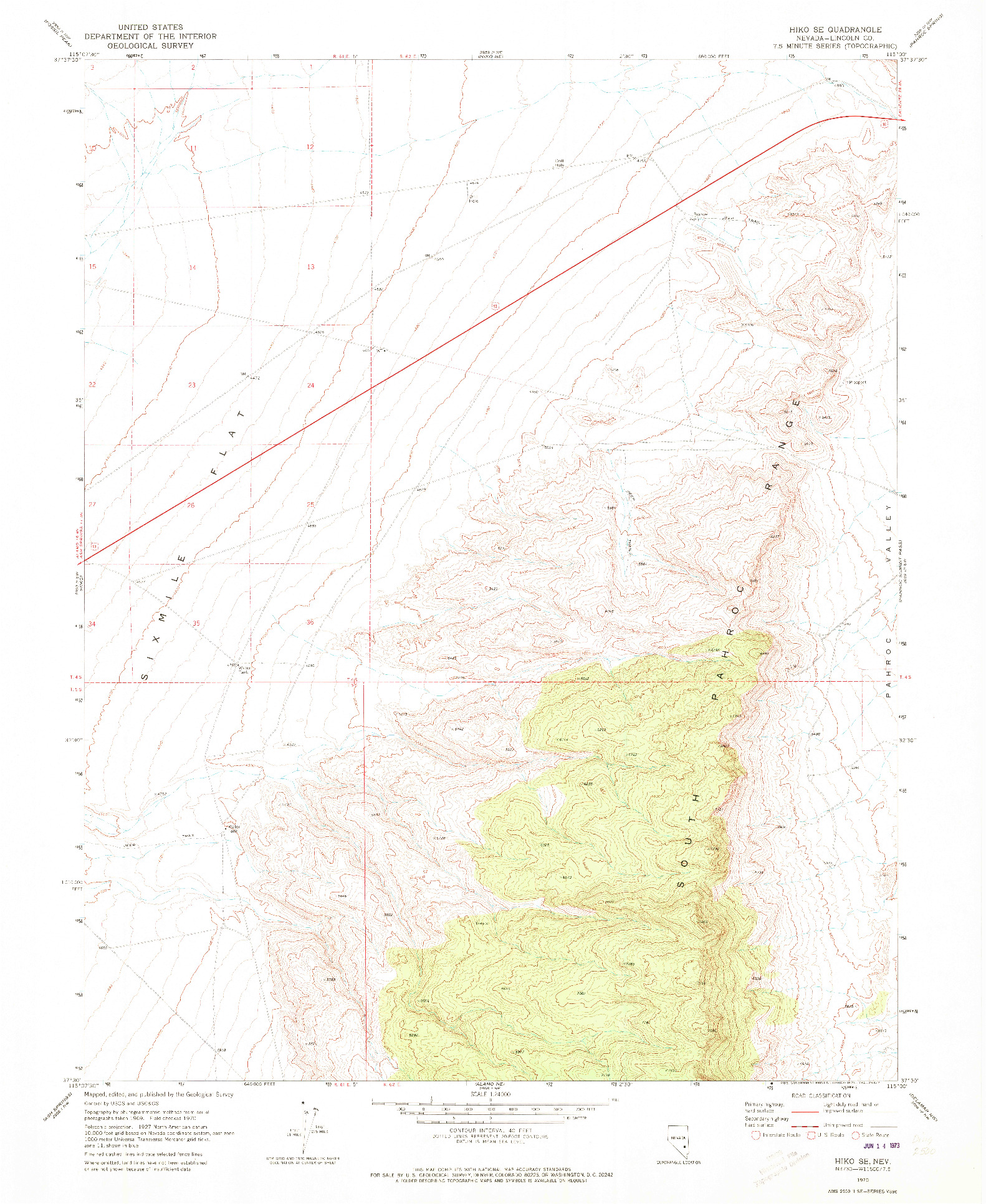 USGS 1:24000-SCALE QUADRANGLE FOR HIKO SE, NV 1970