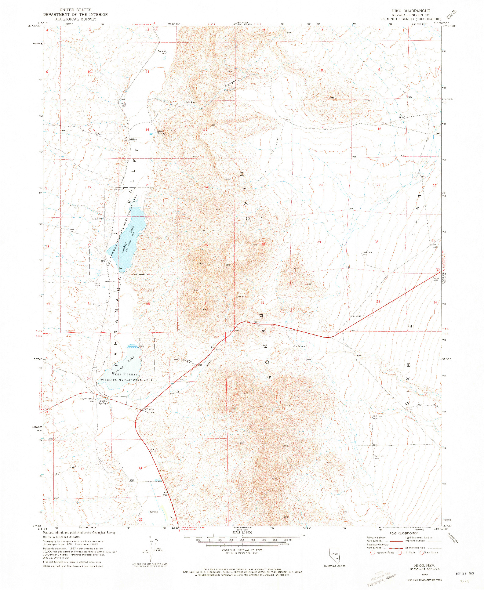 USGS 1:24000-SCALE QUADRANGLE FOR HIKO, NV 1970