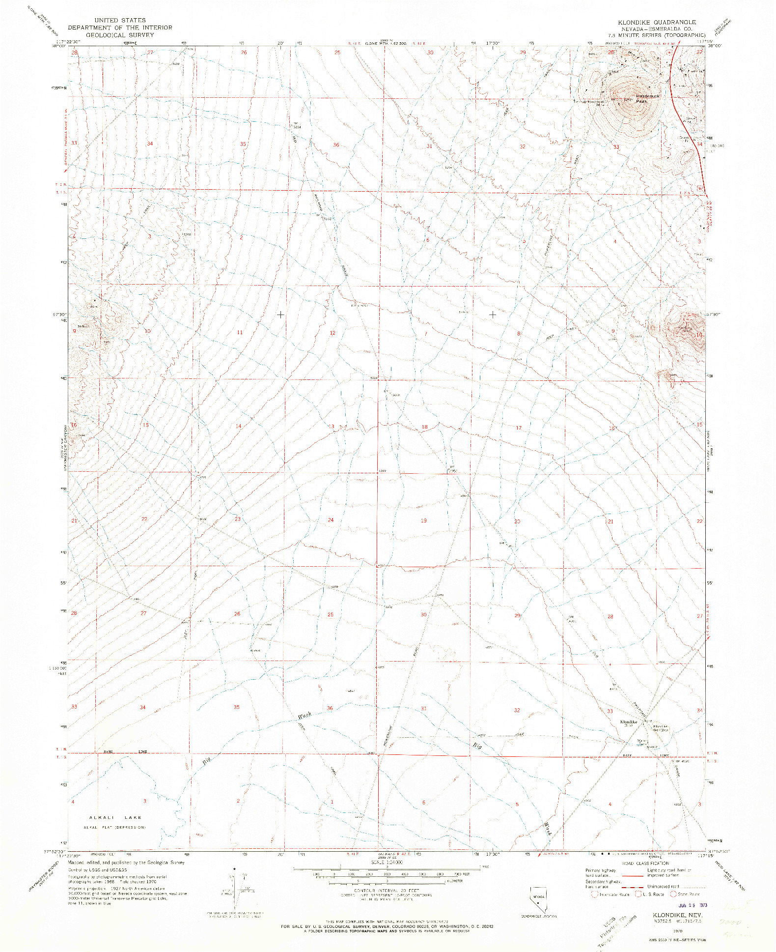 USGS 1:24000-SCALE QUADRANGLE FOR KLONDIKE, NV 1970