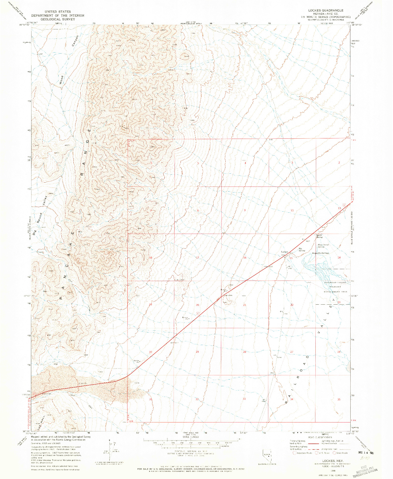 USGS 1:24000-SCALE QUADRANGLE FOR LOCKES, NV 1968