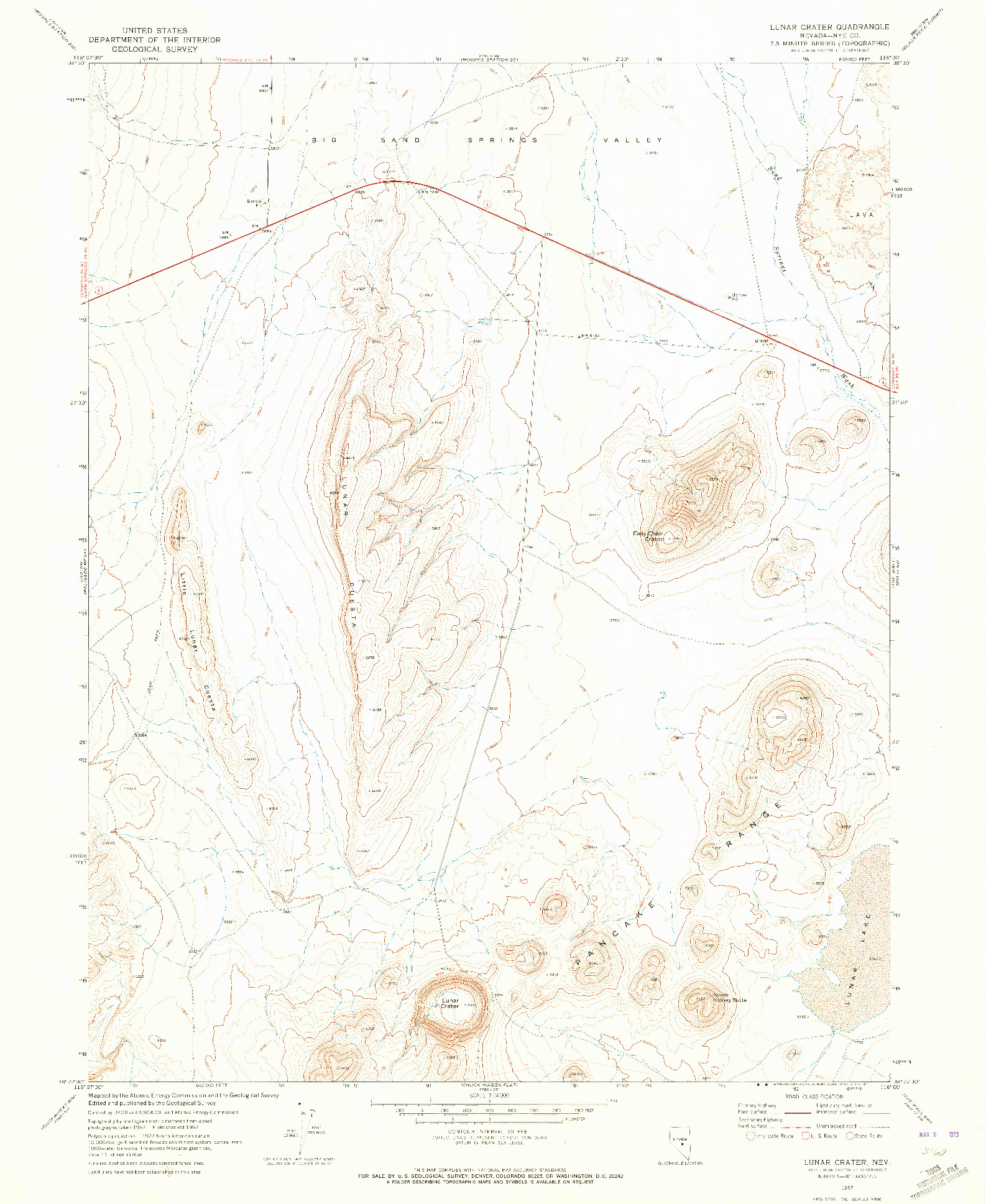 USGS 1:24000-SCALE QUADRANGLE FOR LUNAR CRATER, NV 1967