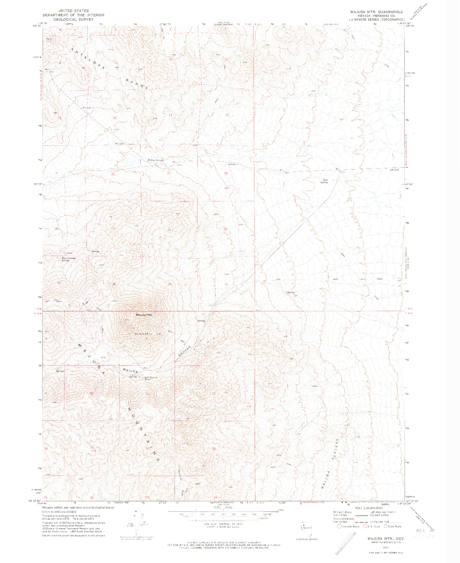USGS 1:24000-SCALE QUADRANGLE FOR MAJUBA MTN, NV 1971