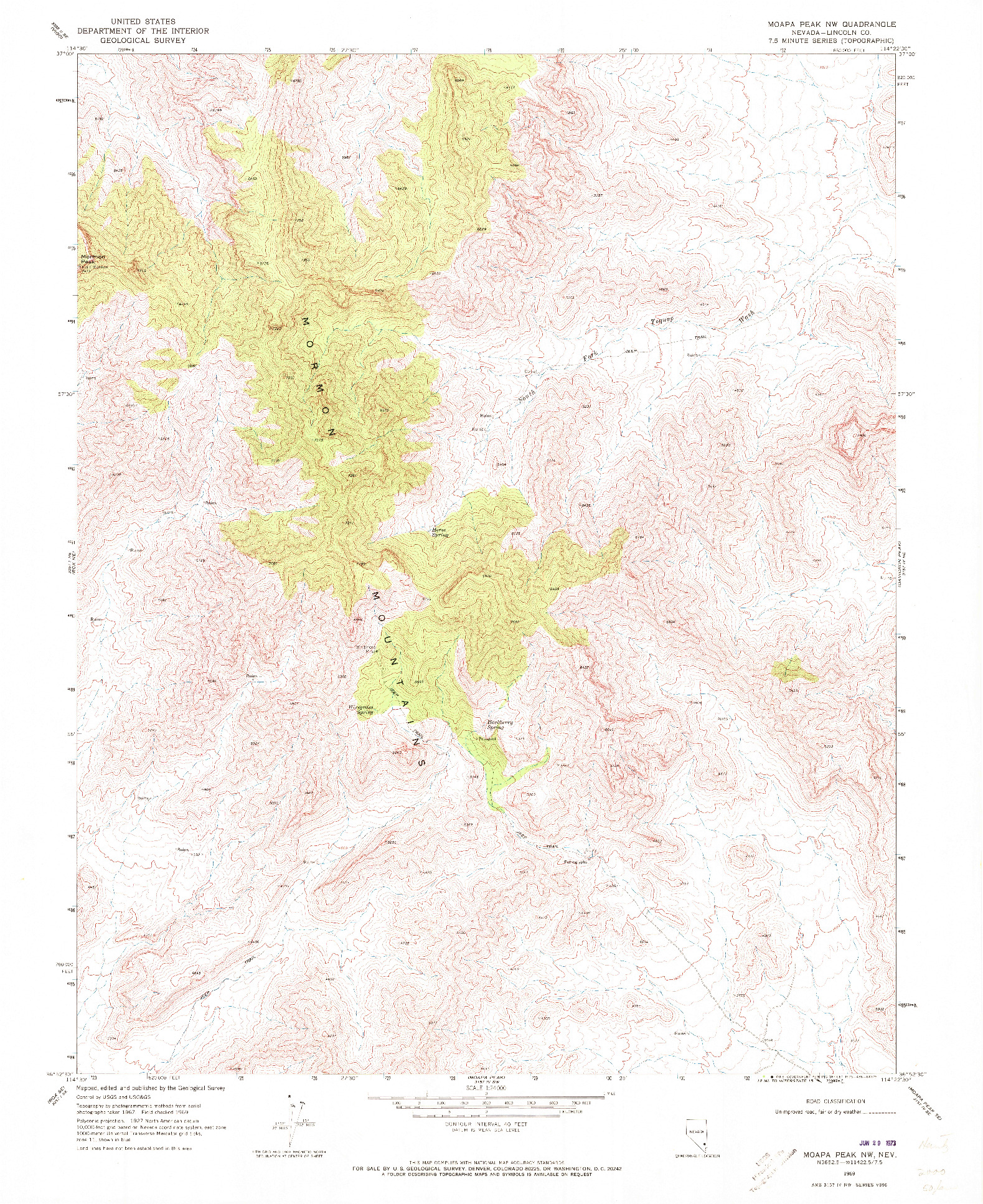 USGS 1:24000-SCALE QUADRANGLE FOR MOAPA PEAK NW, NV 1969