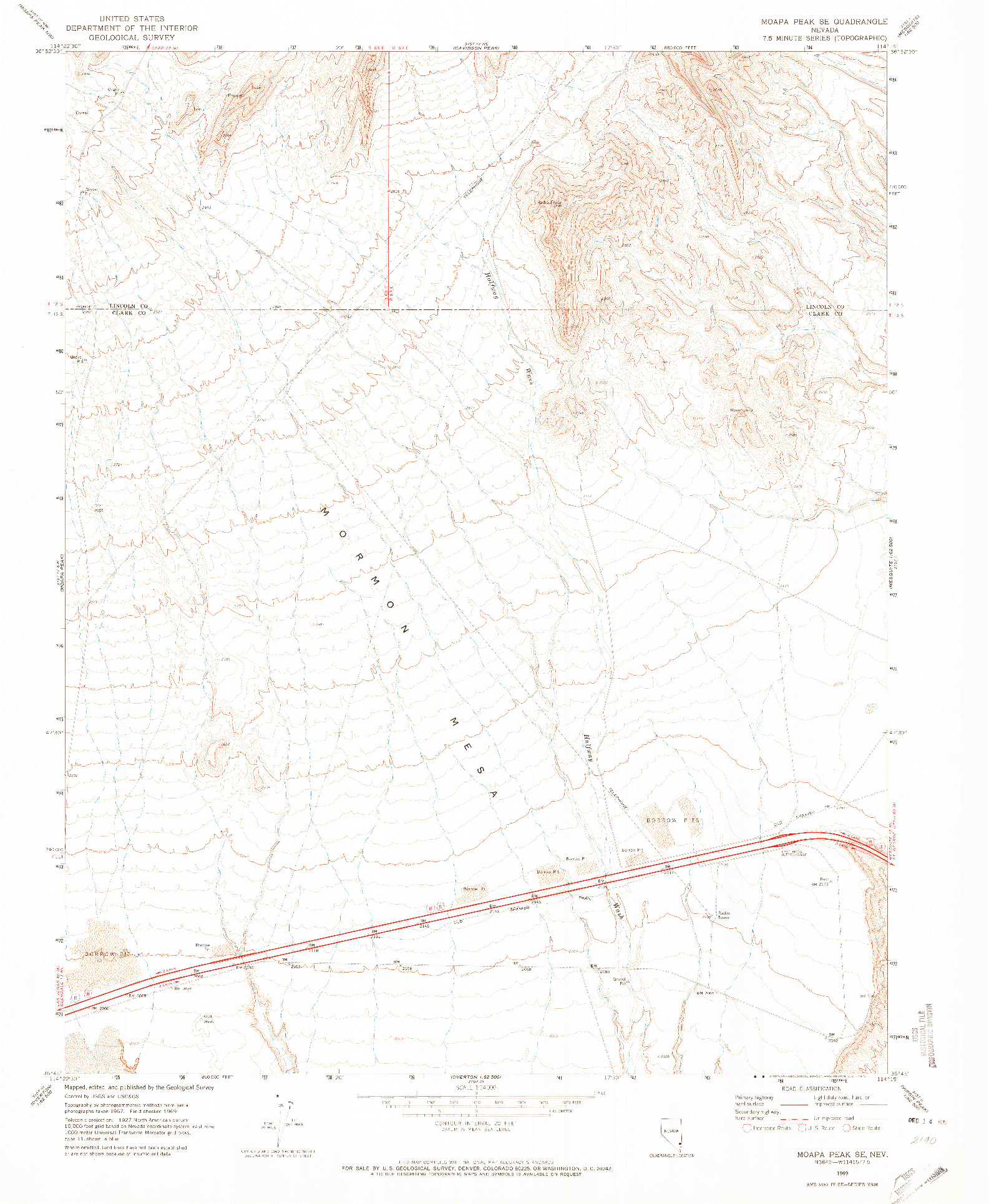 USGS 1:24000-SCALE QUADRANGLE FOR MOAPA PEAK SE, NV 1969