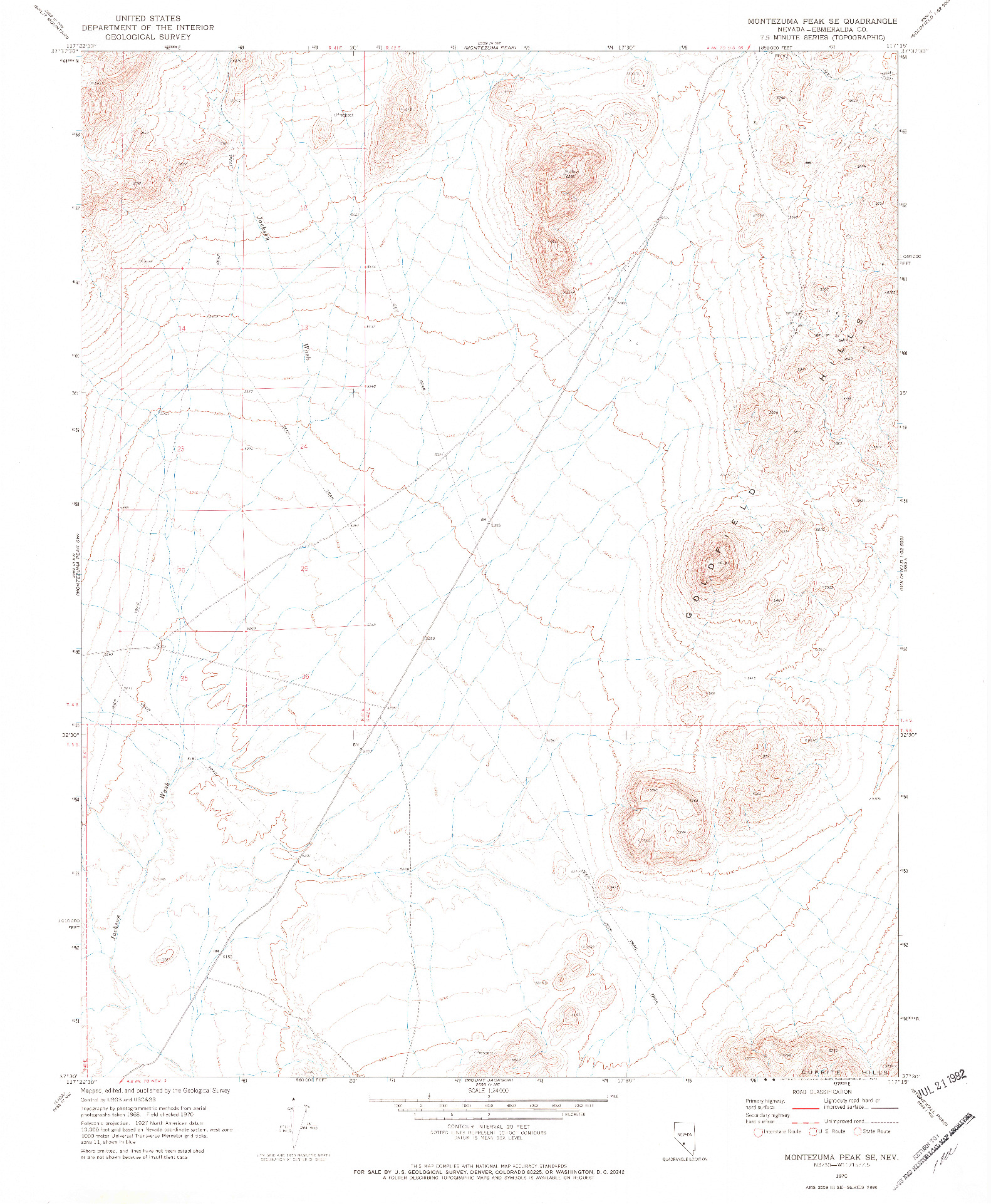 USGS 1:24000-SCALE QUADRANGLE FOR MONTEZUMA PEAK SE, NV 1970