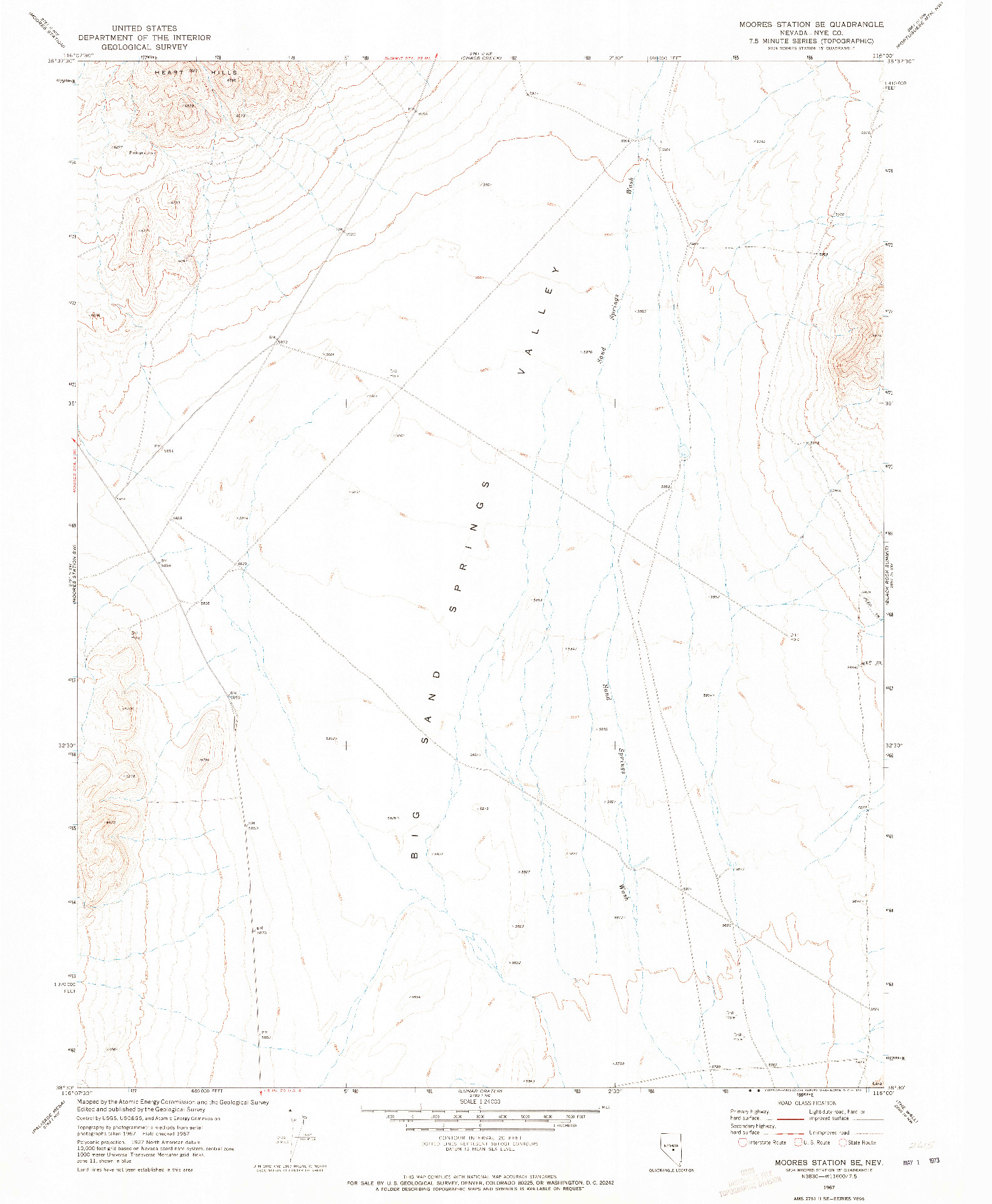 USGS 1:24000-SCALE QUADRANGLE FOR MOORES STATION SE, NV 1967