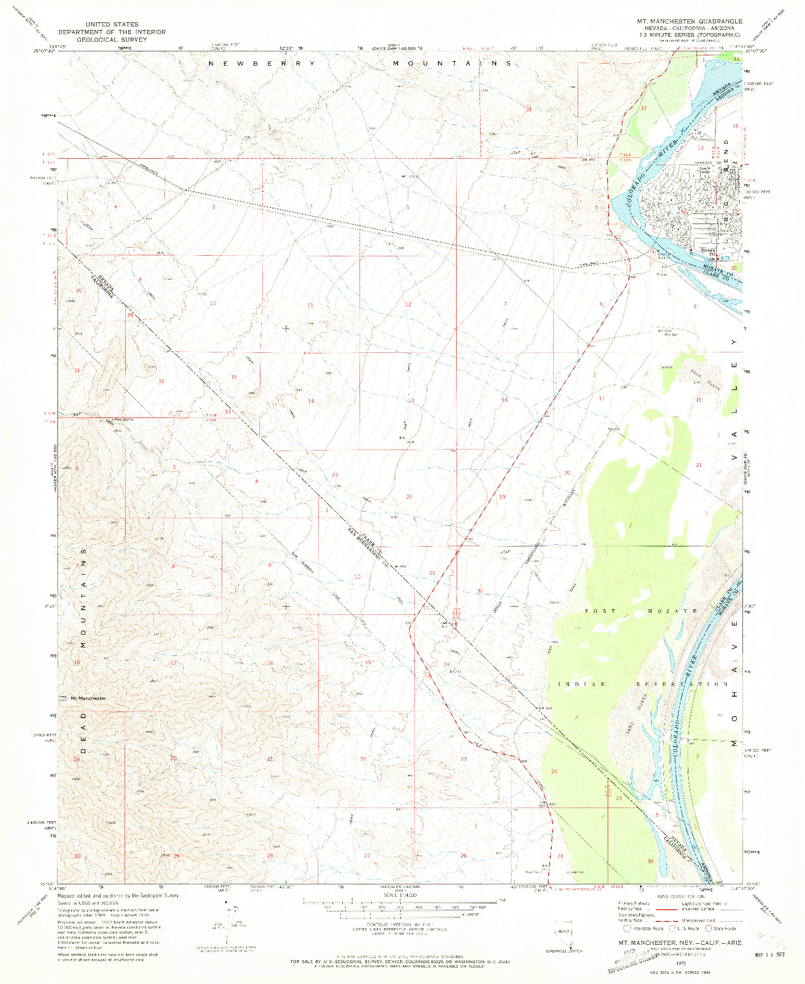 USGS 1:24000-SCALE QUADRANGLE FOR MT. MANCHESTER, NV 1970