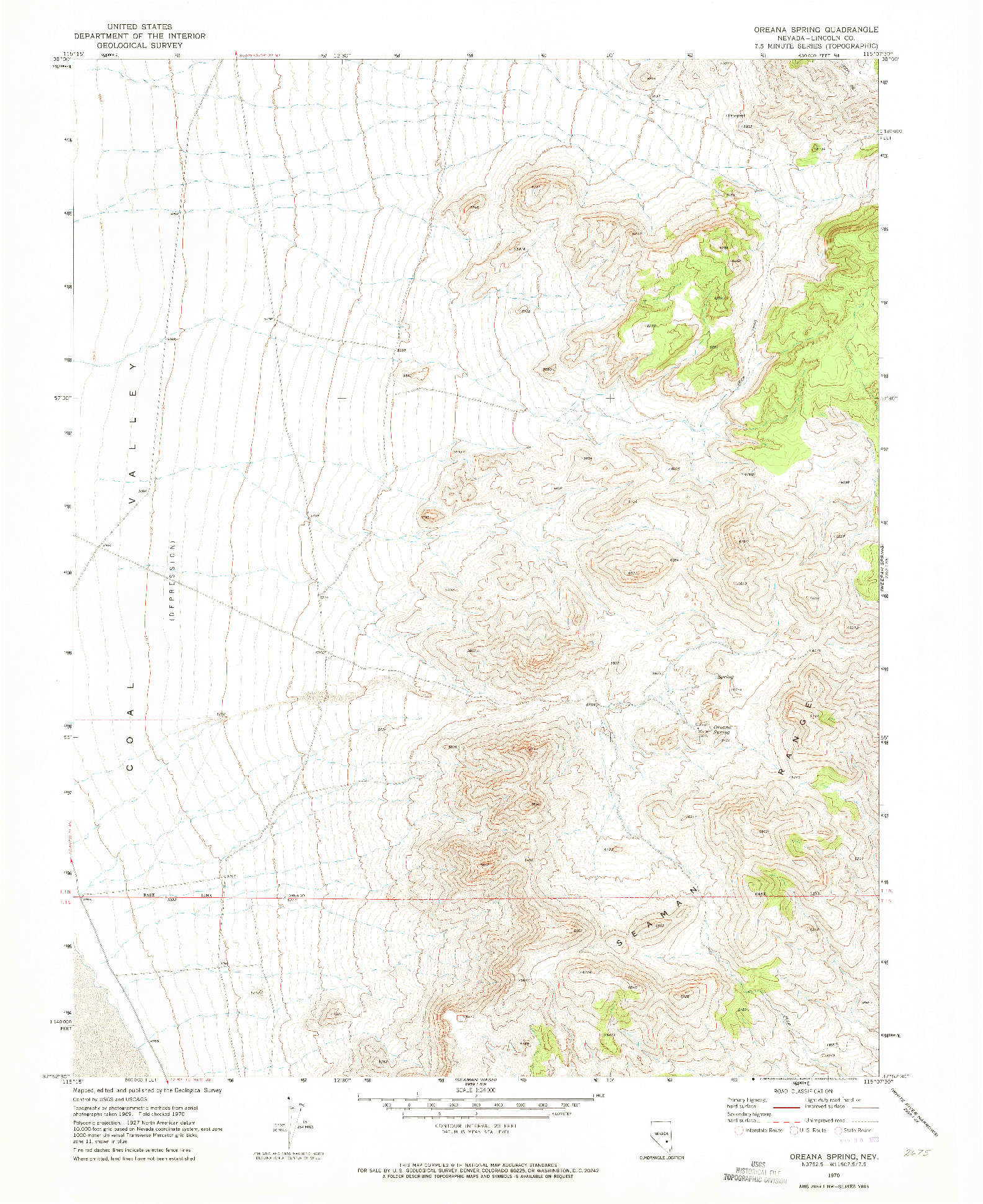 USGS 1:24000-SCALE QUADRANGLE FOR OREANA SPRING, NV 1970