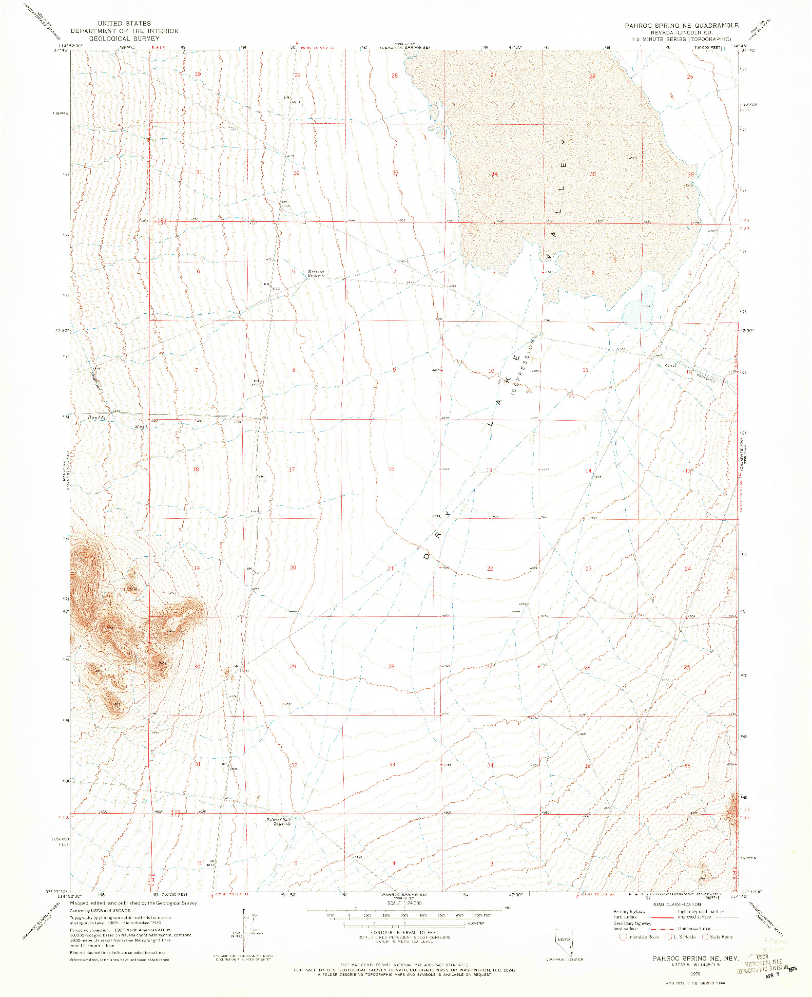 USGS 1:24000-SCALE QUADRANGLE FOR PAHROC SPRING NE, NV 1970