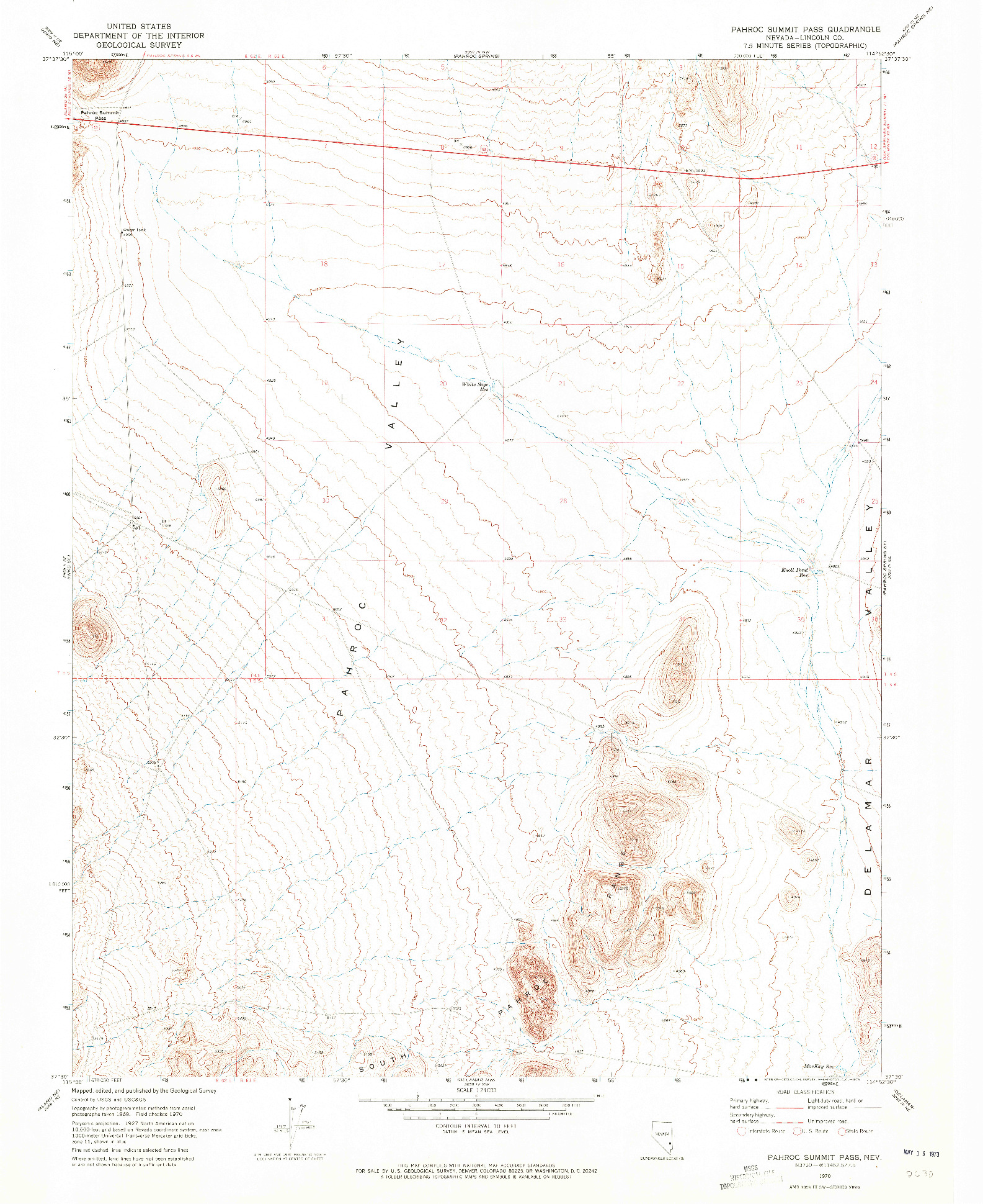 USGS 1:24000-SCALE QUADRANGLE FOR PAHROC SUMMIT PASS, NV 1970