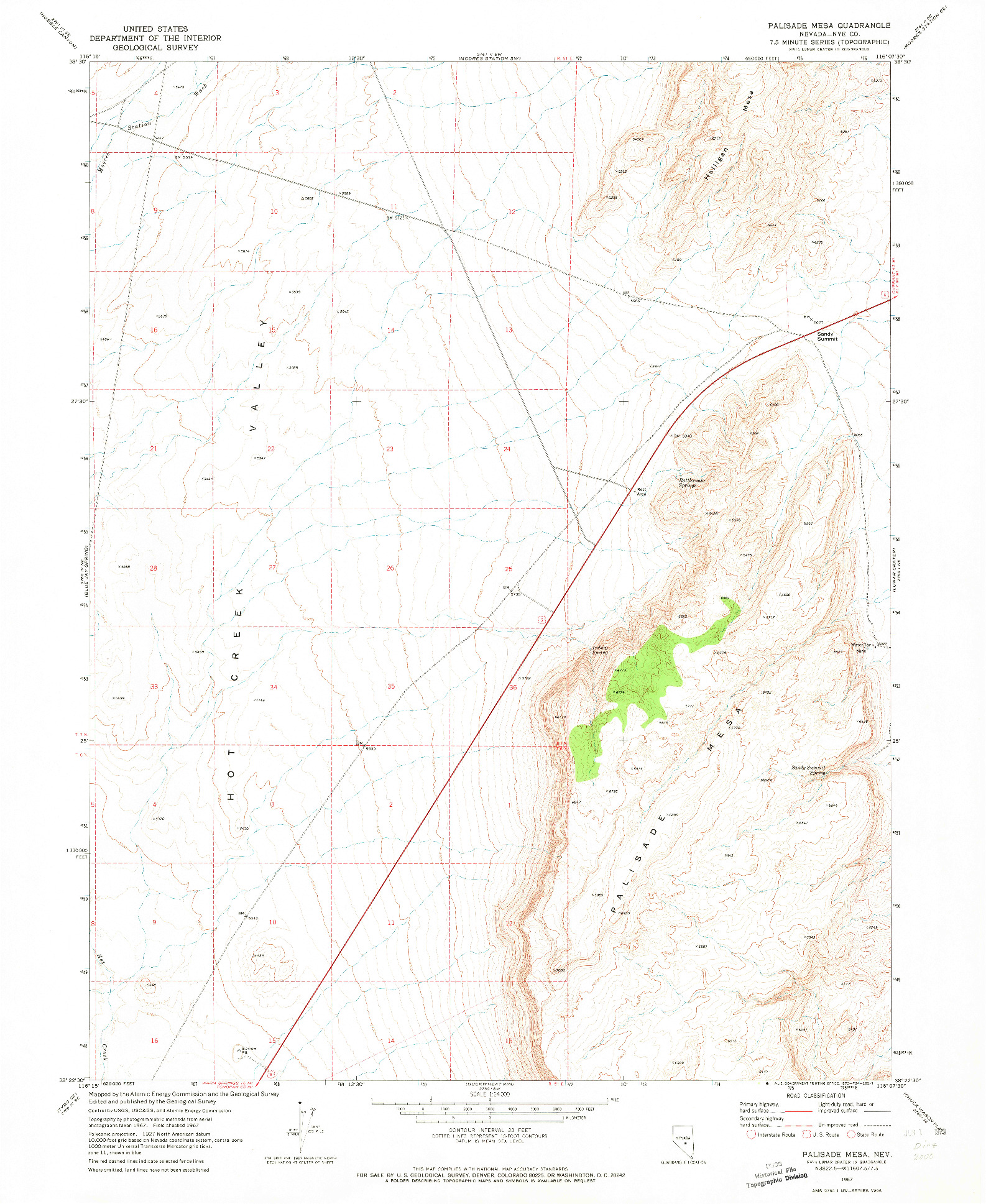 USGS 1:24000-SCALE QUADRANGLE FOR PALISADE MESA, NV 1967