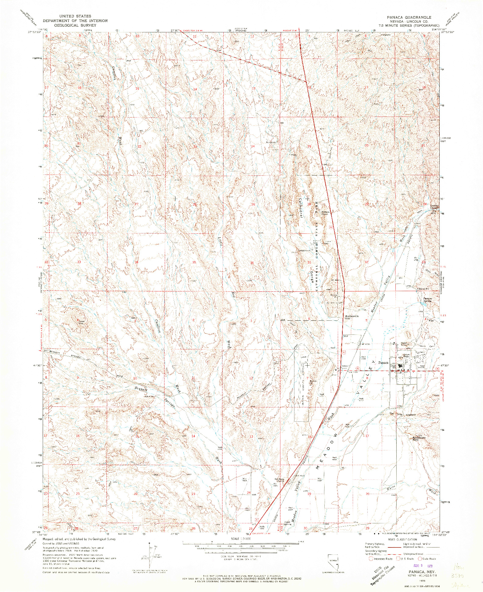 USGS 1:24000-SCALE QUADRANGLE FOR PANACA, NV 1970
