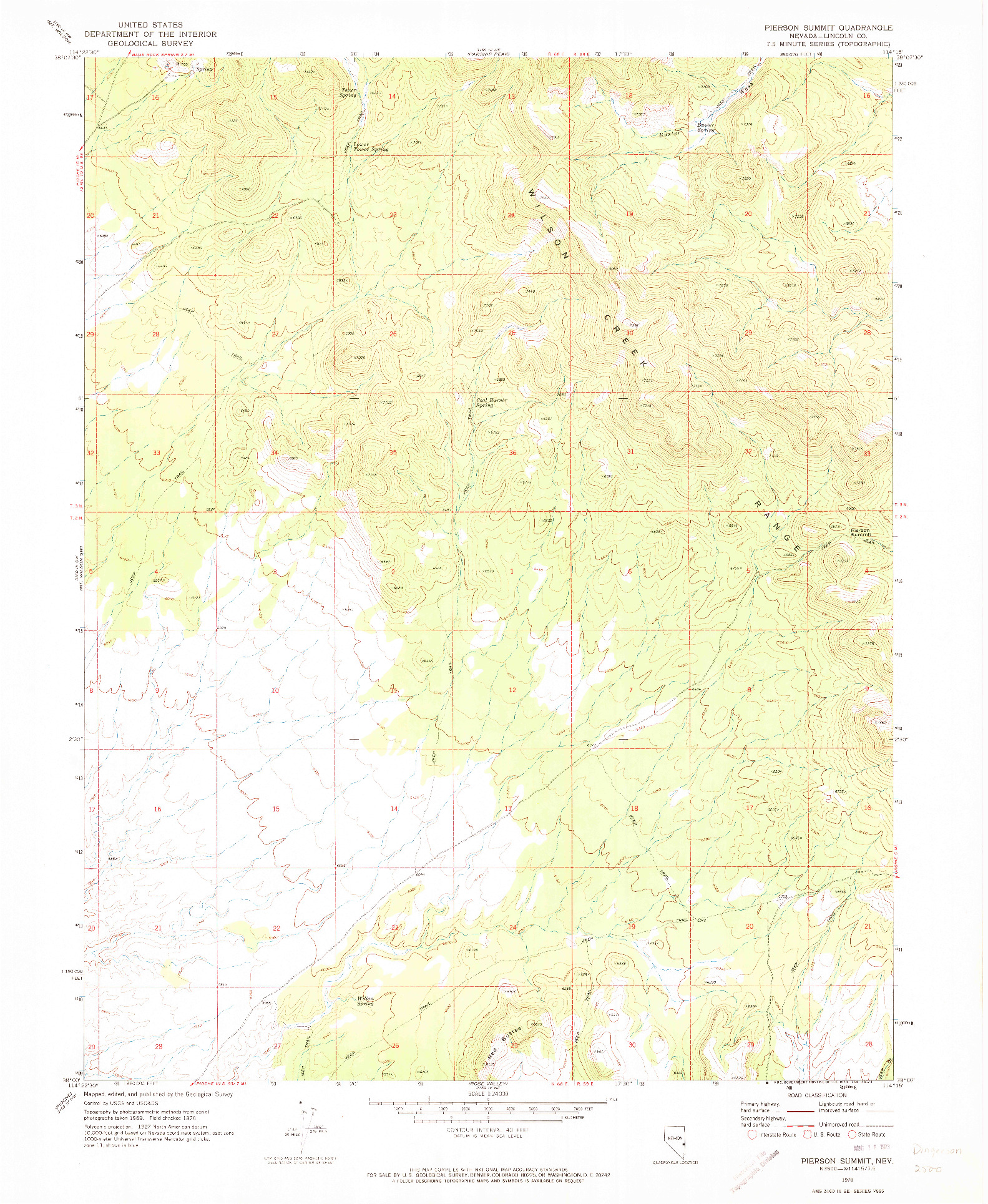 USGS 1:24000-SCALE QUADRANGLE FOR PIERSON SUMMIT, NV 1970