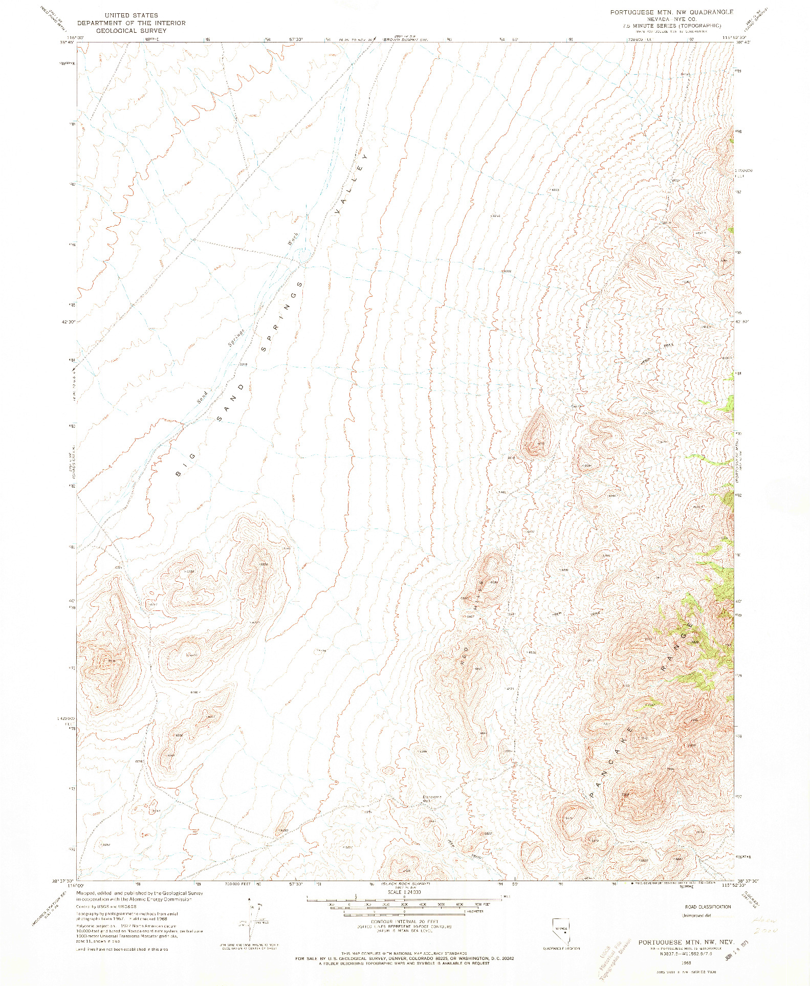 USGS 1:24000-SCALE QUADRANGLE FOR PORTUGUESE MTN NW, NV 1968