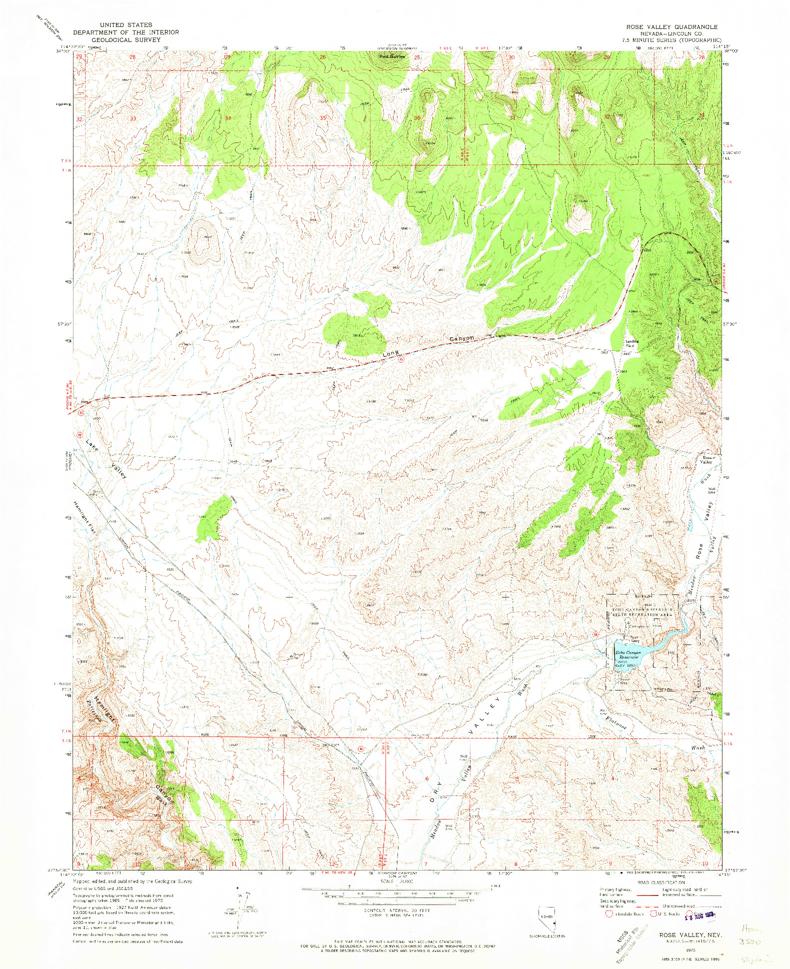 USGS 1:24000-SCALE QUADRANGLE FOR ROSE VALLEY, NV 1970