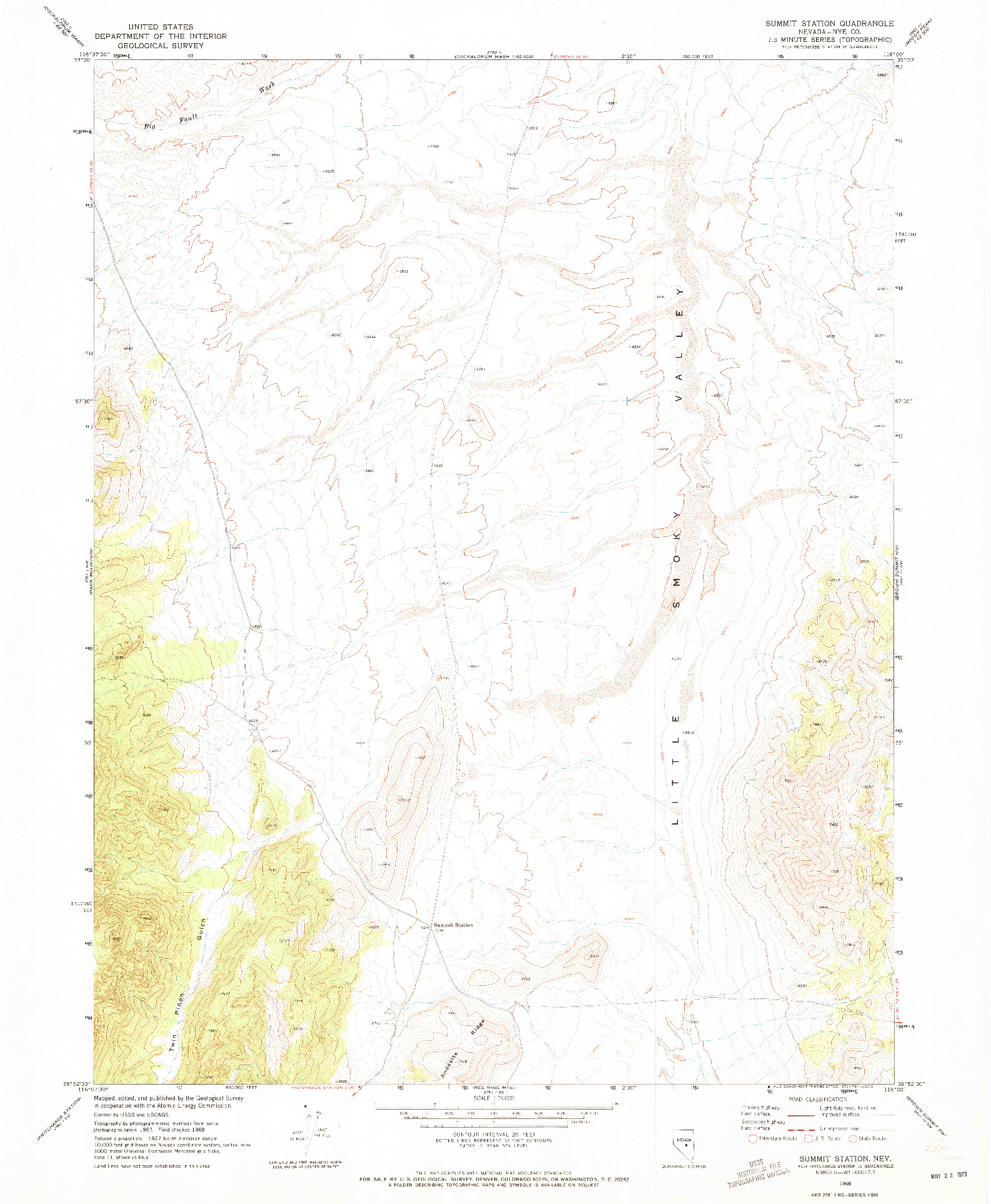 USGS 1:24000-SCALE QUADRANGLE FOR SUMMIT STATION, NV 1968