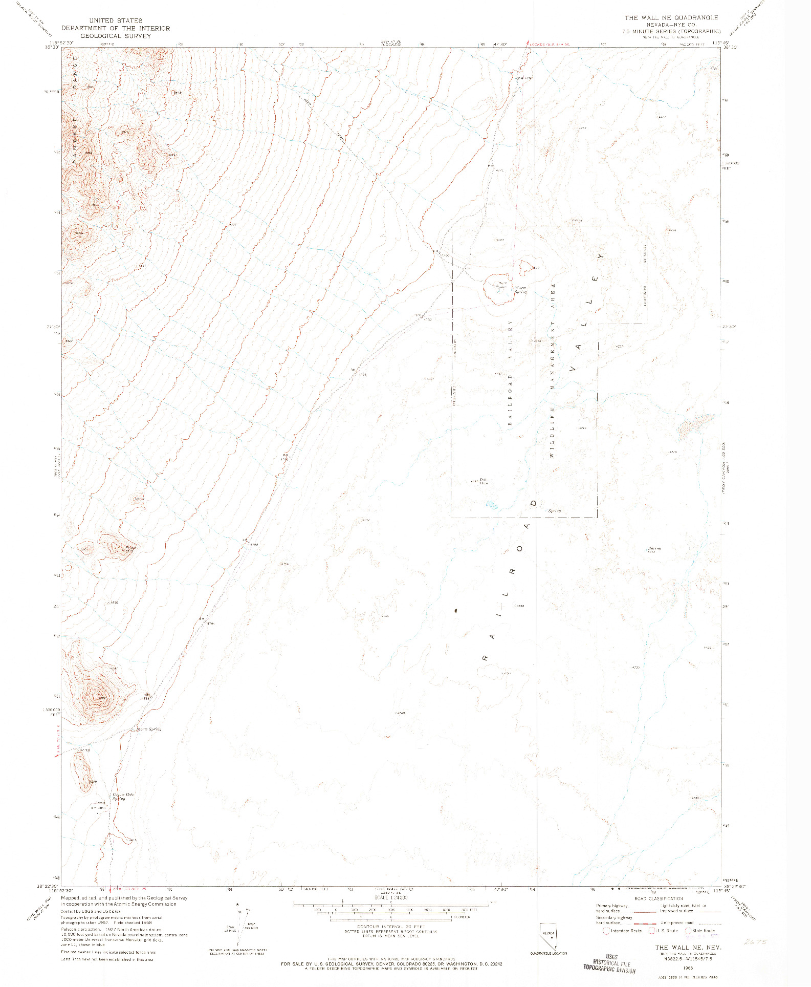 USGS 1:24000-SCALE QUADRANGLE FOR THE WALL NE, NV 1968