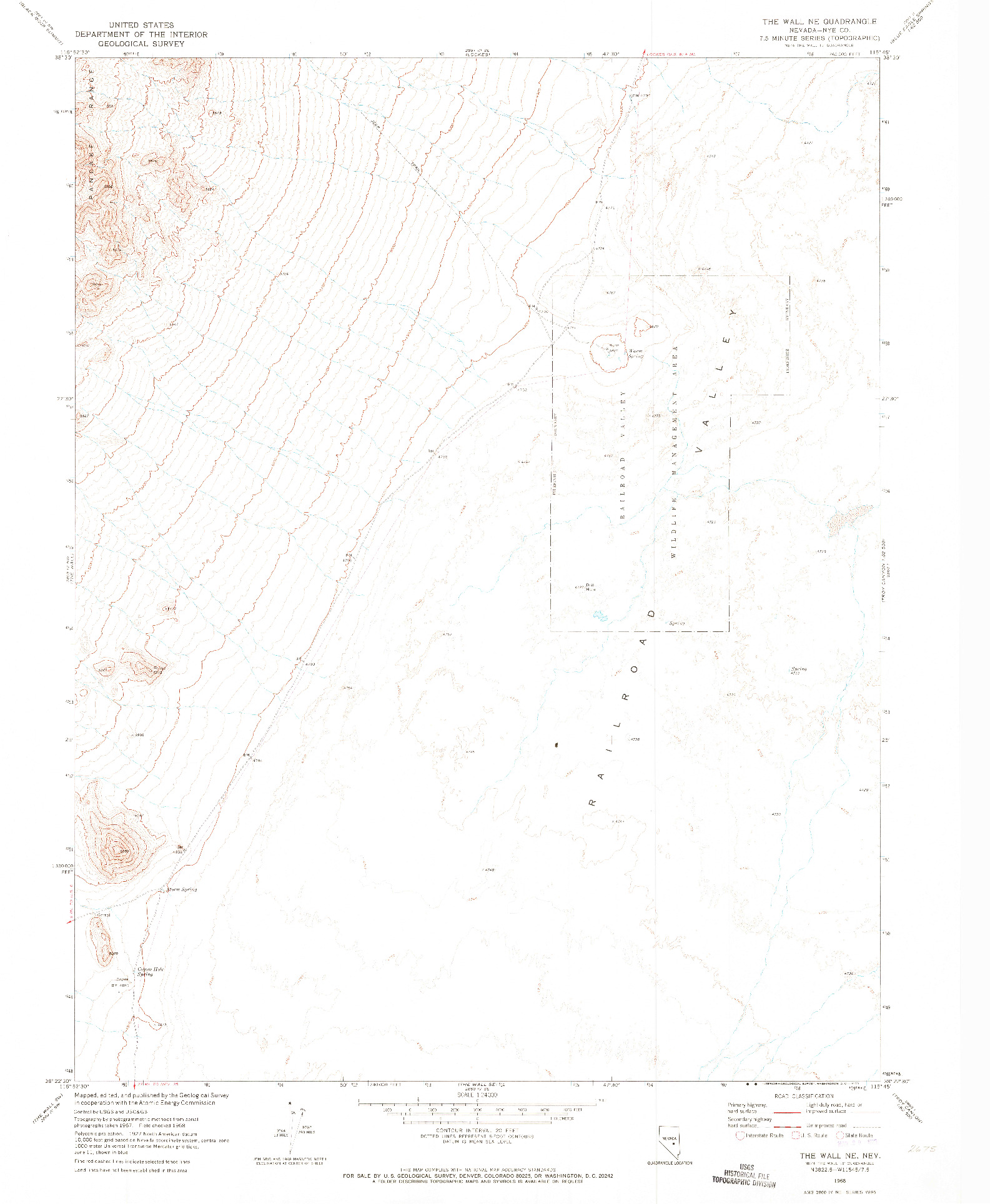 USGS 1:24000-SCALE QUADRANGLE FOR THE WALL NE, NV 1968