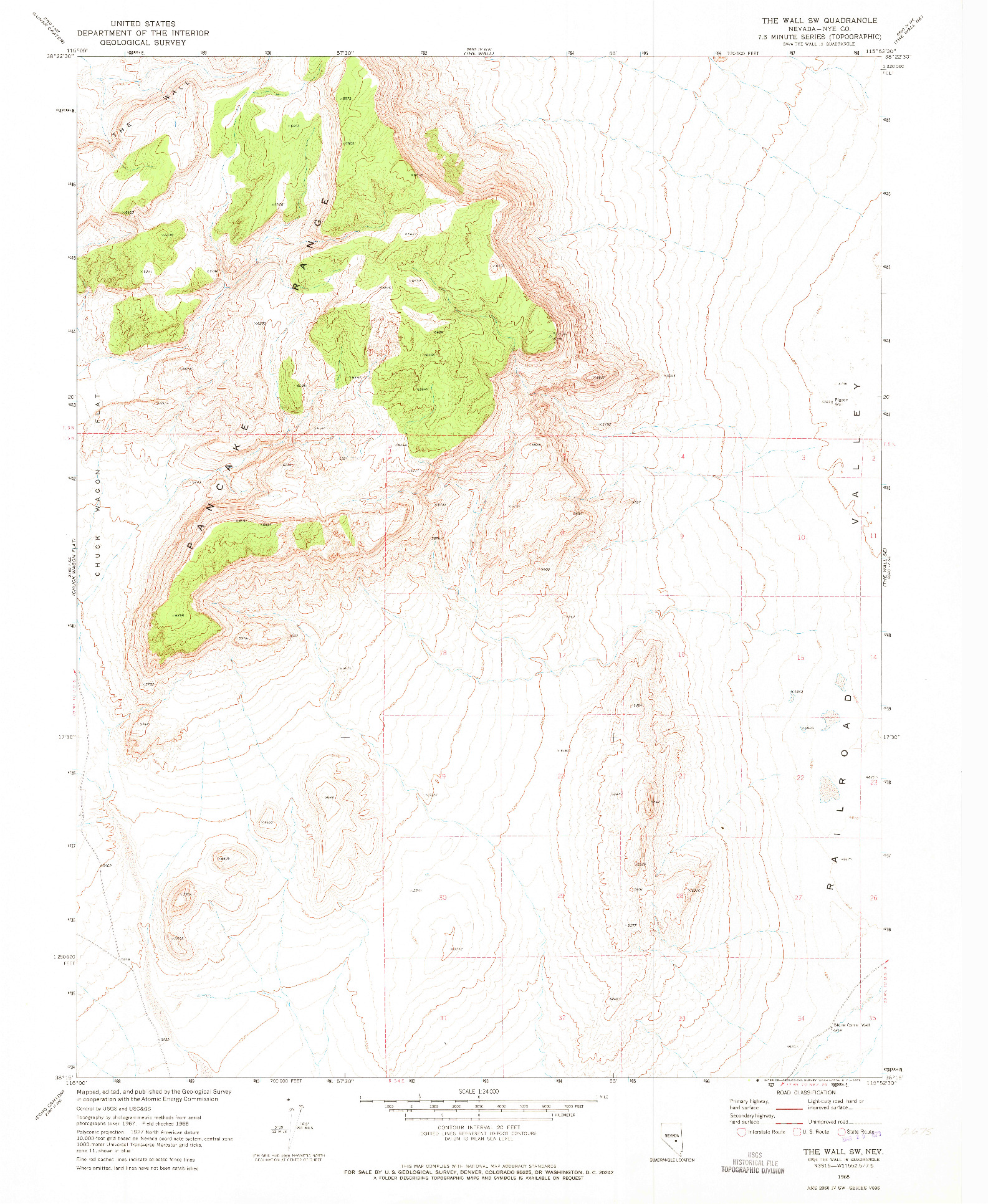 USGS 1:24000-SCALE QUADRANGLE FOR THE WALL SW, NV 1968