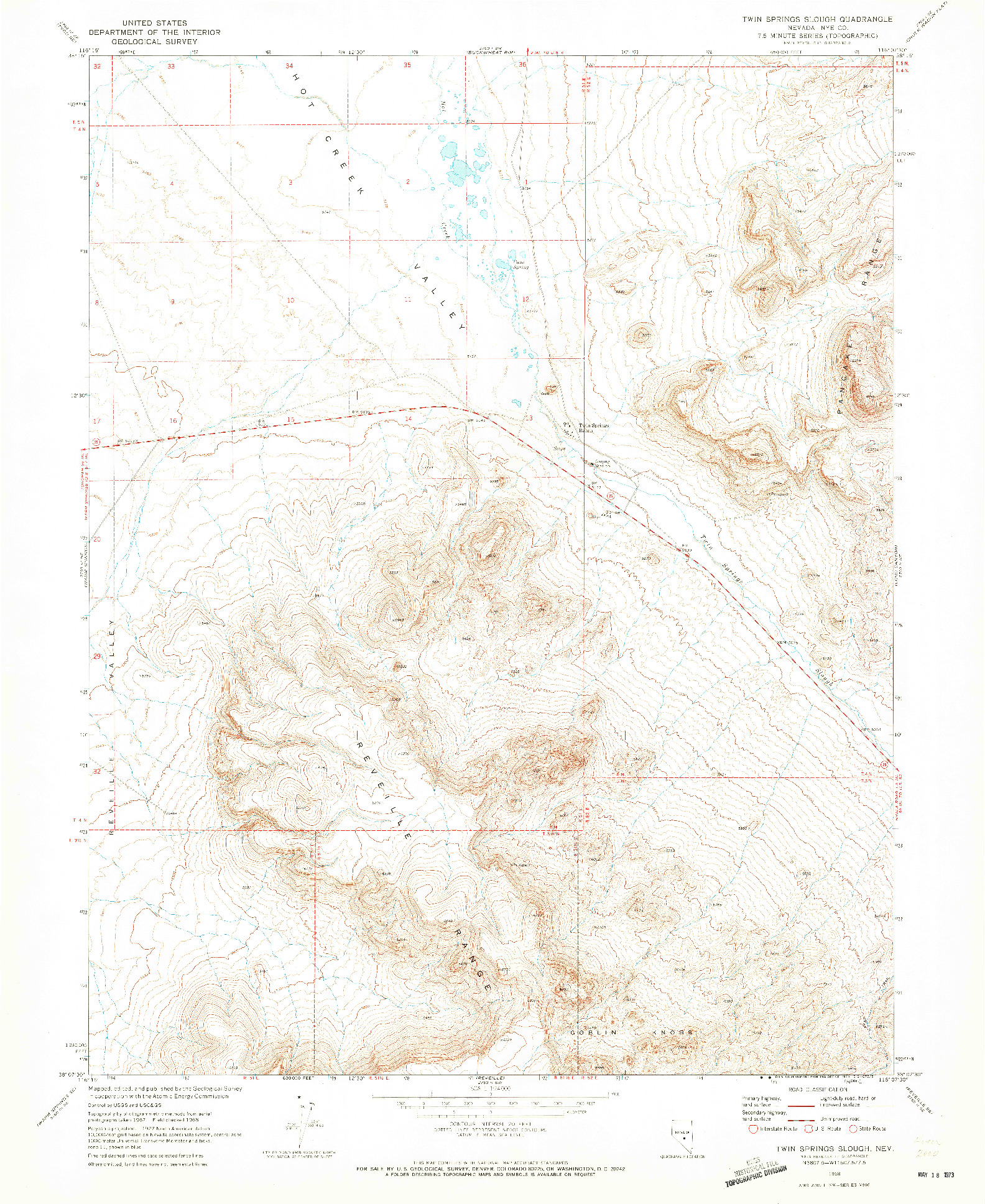 USGS 1:24000-SCALE QUADRANGLE FOR TWIN SPRINGS SLOUGH, NV 1968