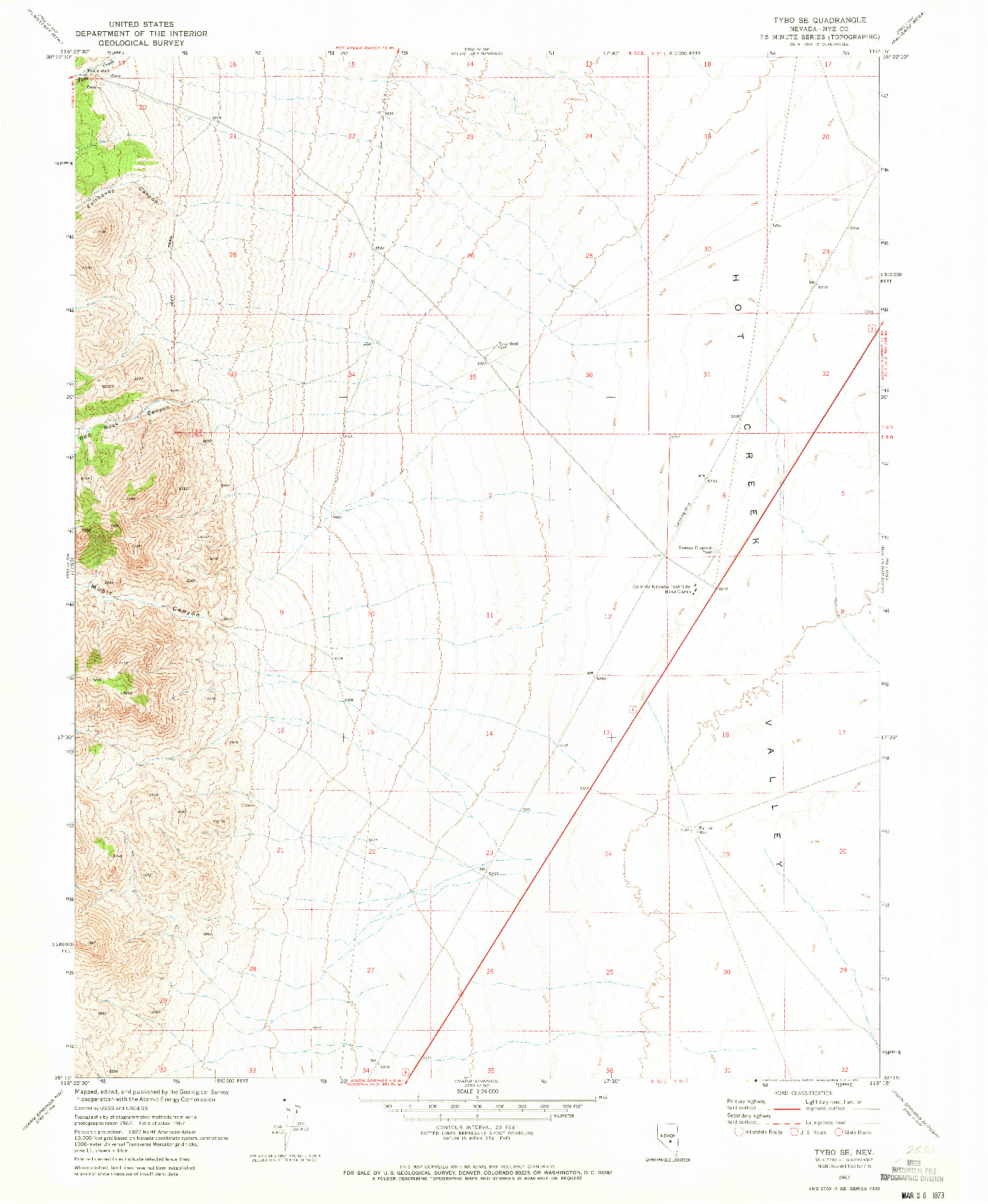 USGS 1:24000-SCALE QUADRANGLE FOR TYBO SE, NV 1967