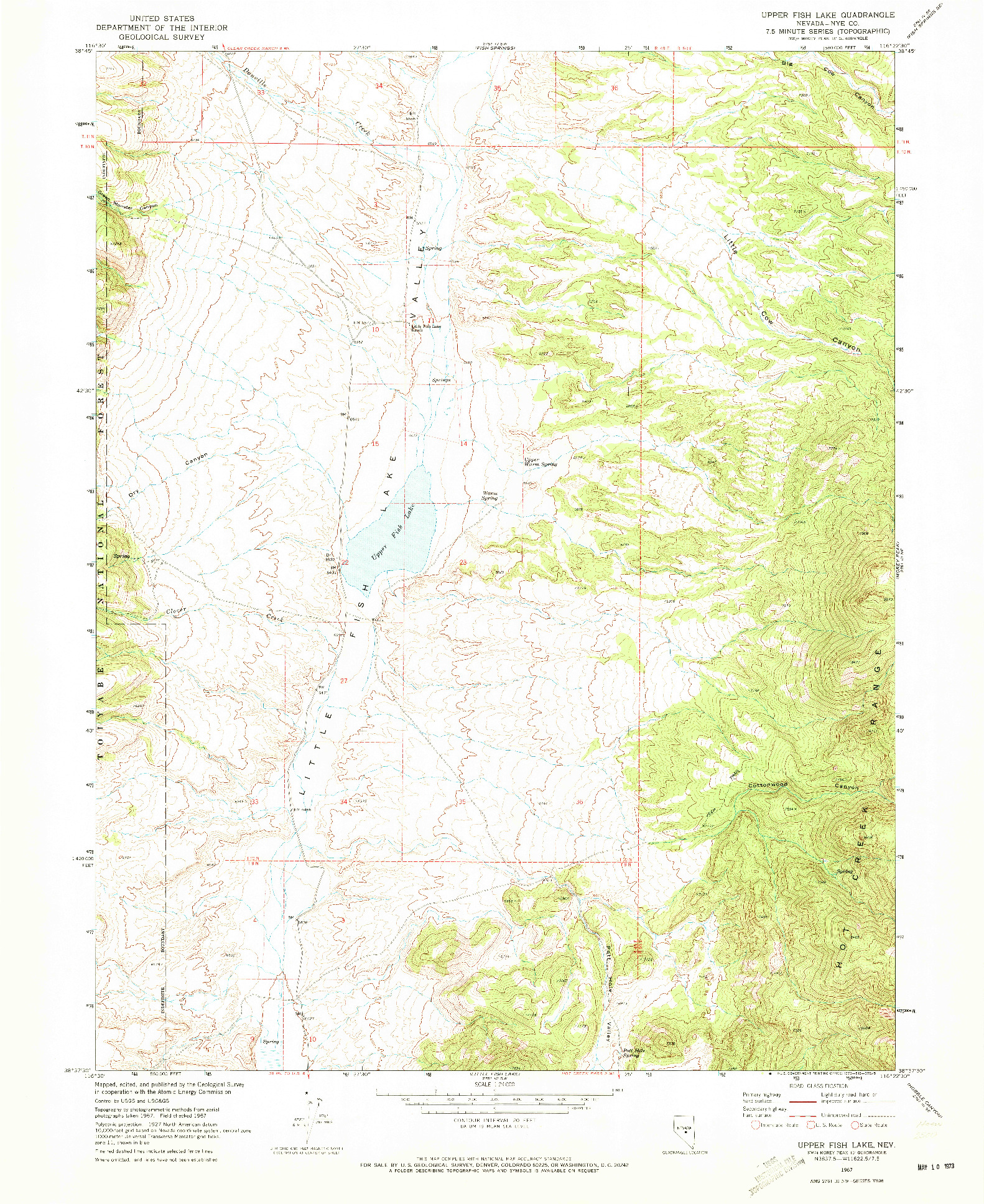 USGS 1:24000-SCALE QUADRANGLE FOR UPPER FISH LAKE, NV 1967