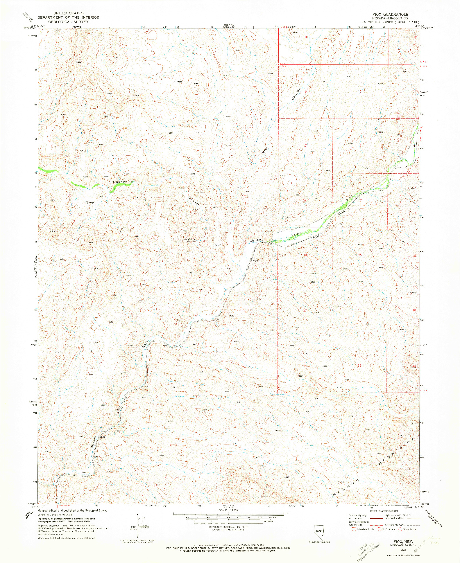 USGS 1:24000-SCALE QUADRANGLE FOR VIGO, NV 1969