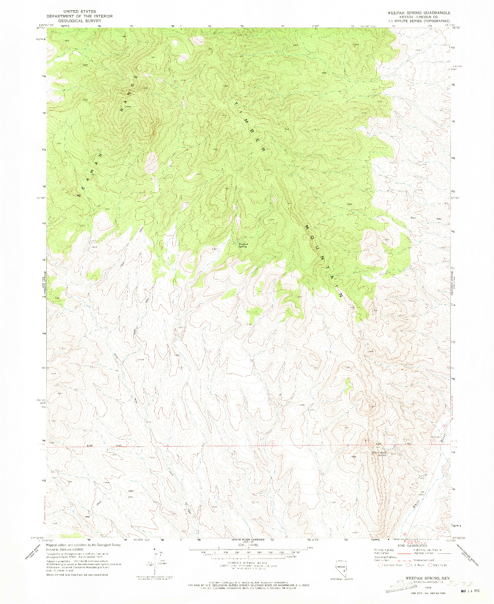 USGS 1:24000-SCALE QUADRANGLE FOR WEEPAH SPRING, NV 1970