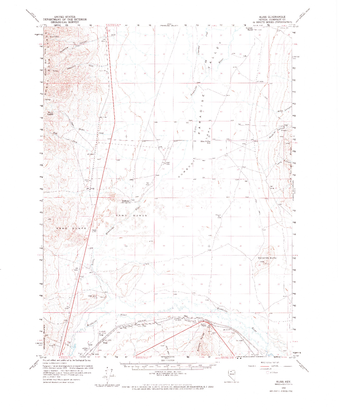USGS 1:62500-SCALE QUADRANGLE FOR BLISS, NV 1959
