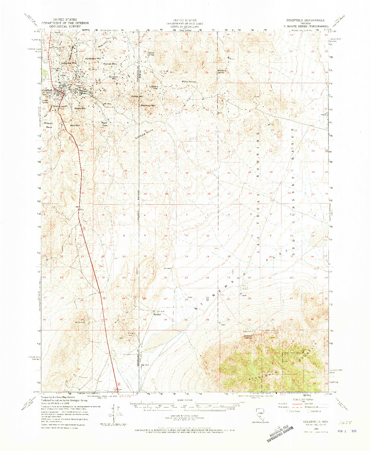 USGS 1:62500-SCALE QUADRANGLE FOR GOLDFIELD, NV 1952