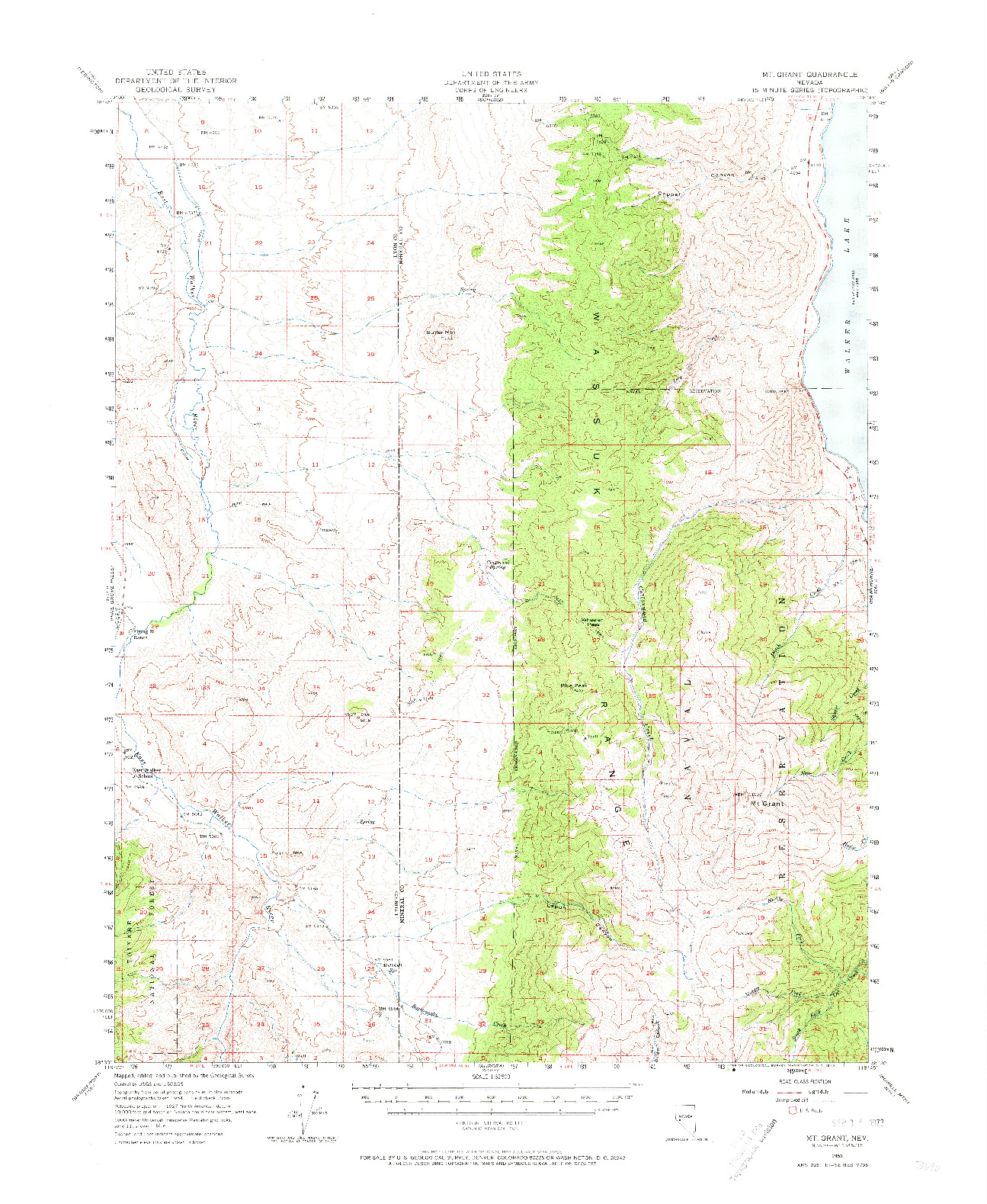 USGS 1:62500-SCALE QUADRANGLE FOR MT. GRANT, NV 1956