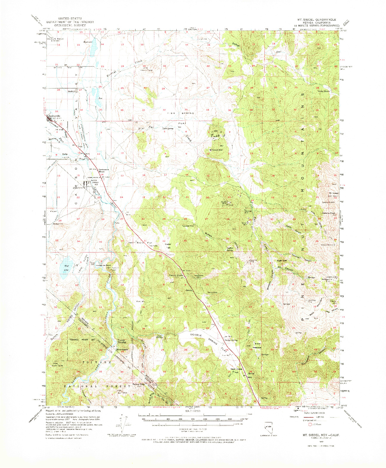 USGS 1:62500-SCALE QUADRANGLE FOR MT. SIEGEL, NV 1957