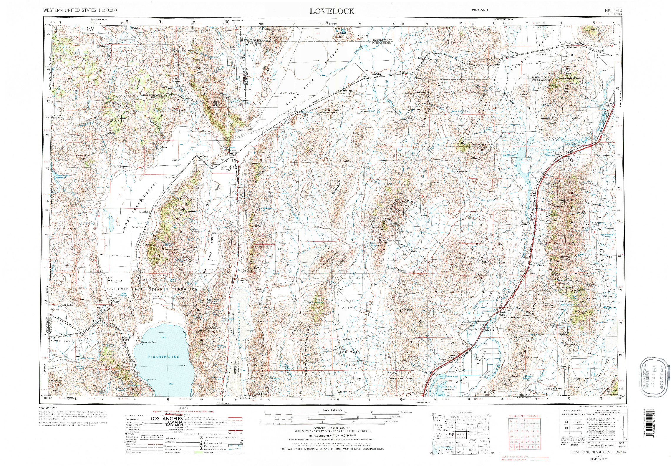 USGS 1:250000-SCALE QUADRANGLE FOR LOVELOCK, NV 1955