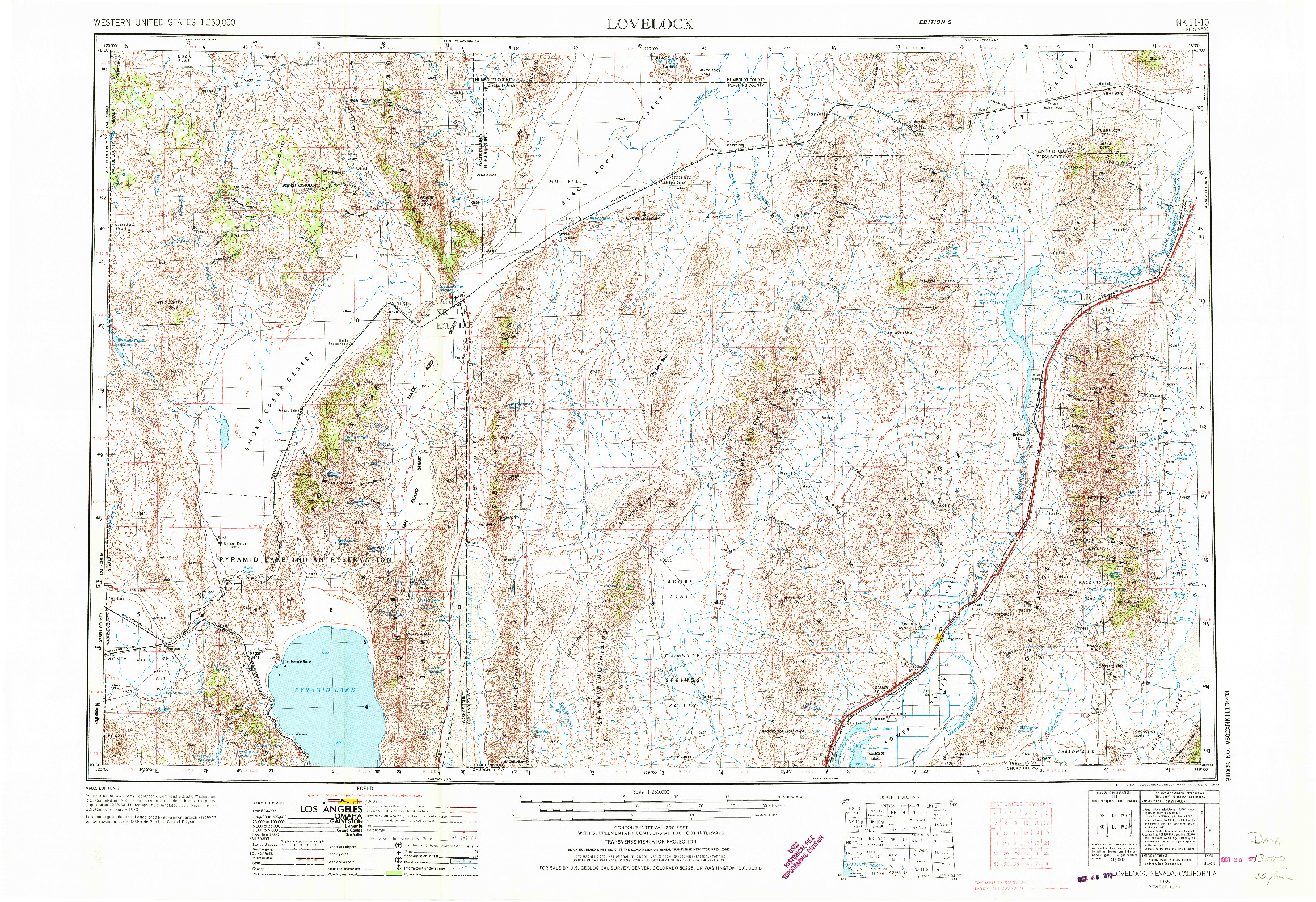 USGS 1:250000-SCALE QUADRANGLE FOR LOVELOCK, NV 1955