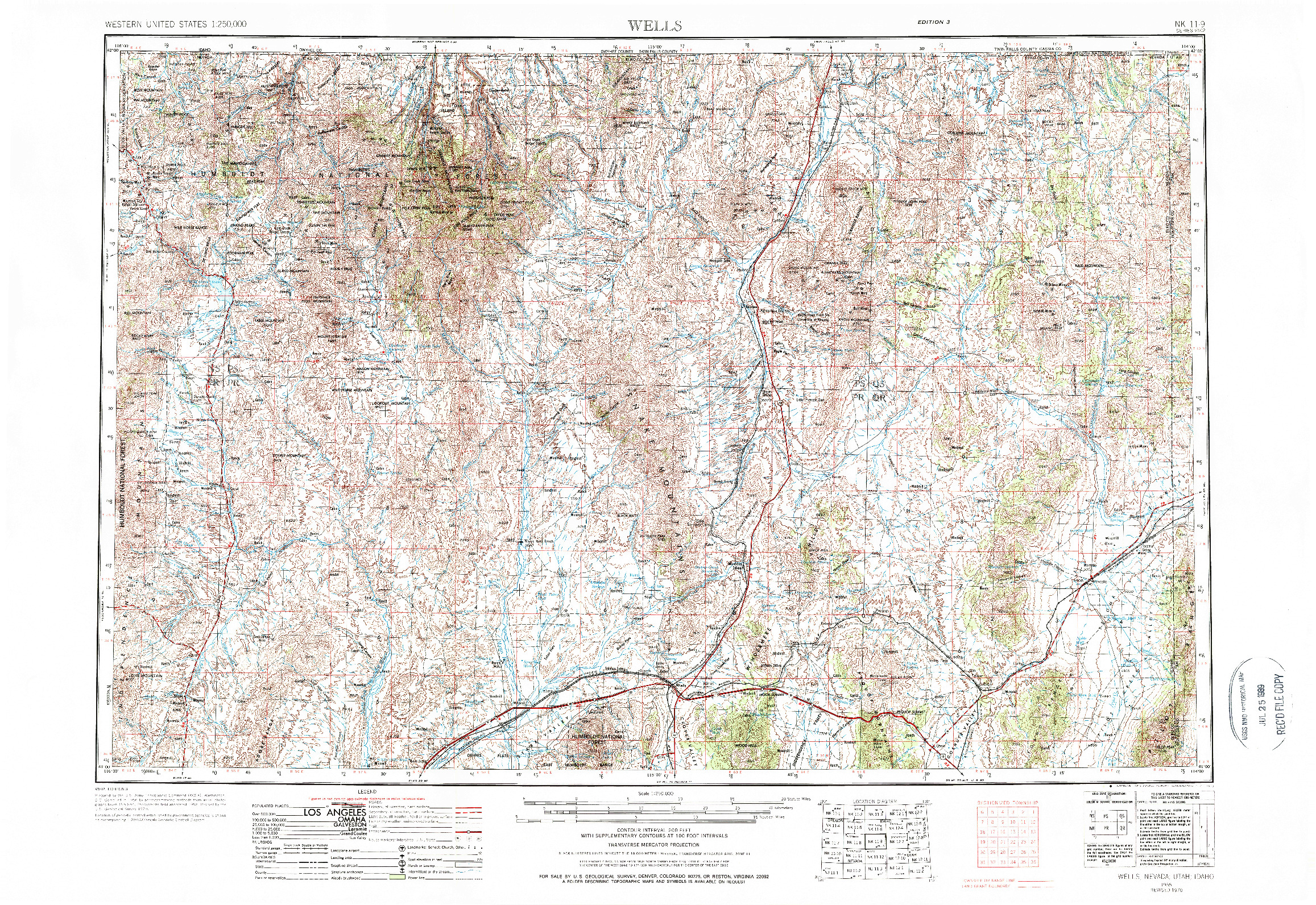 USGS 1:250000-SCALE QUADRANGLE FOR WELLS, NV 1955