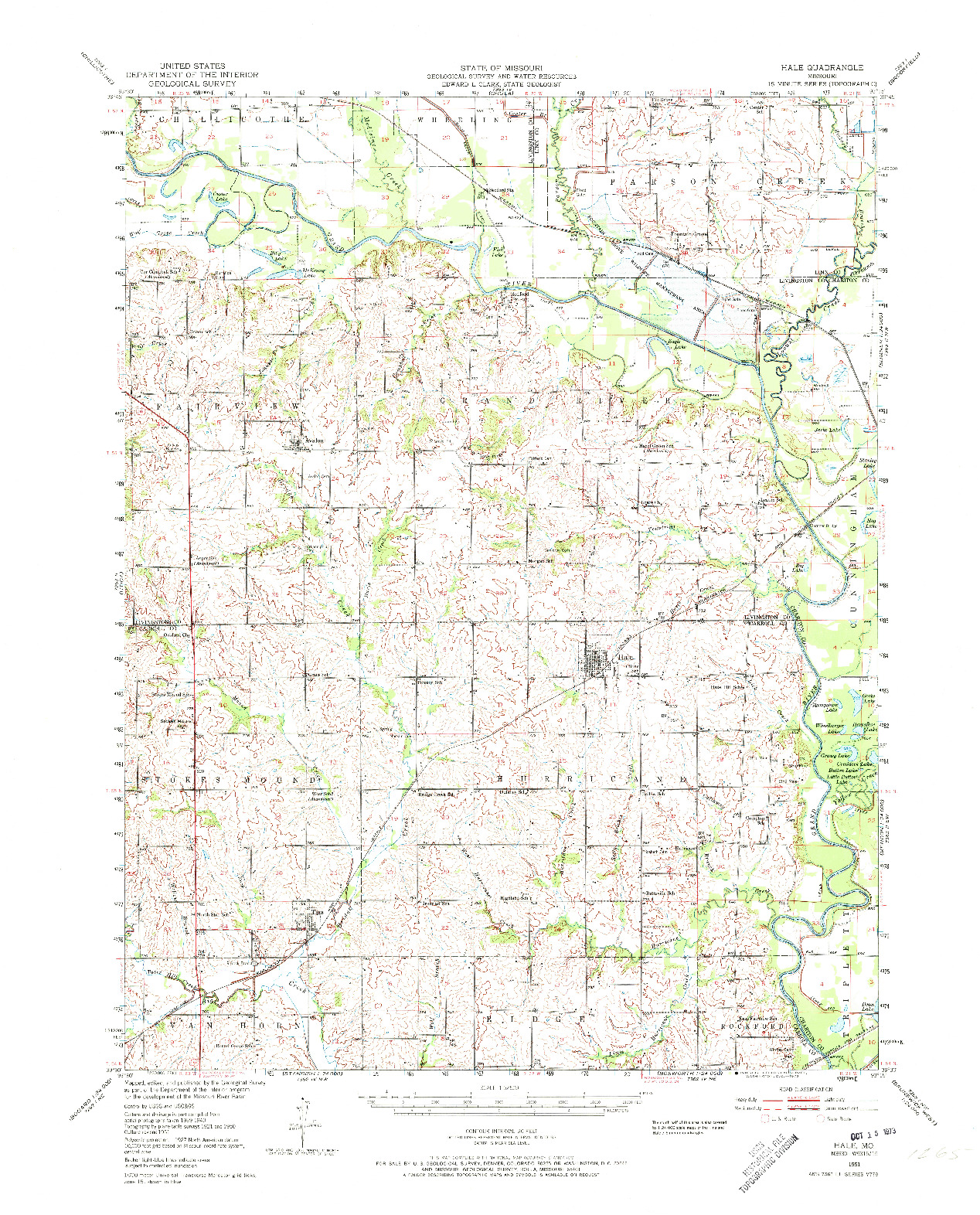 USGS 1:62500-SCALE QUADRANGLE FOR HALE, MO 1951