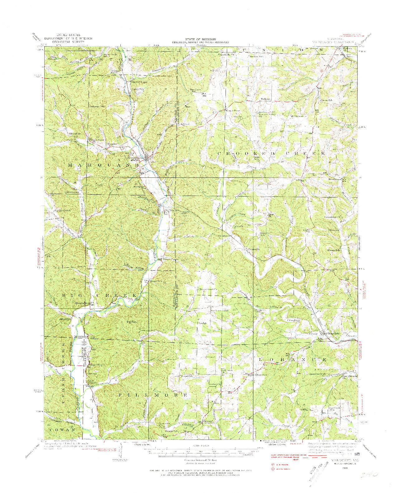 USGS 1:62500-SCALE QUADRANGLE FOR MARQUAND, MO 1933