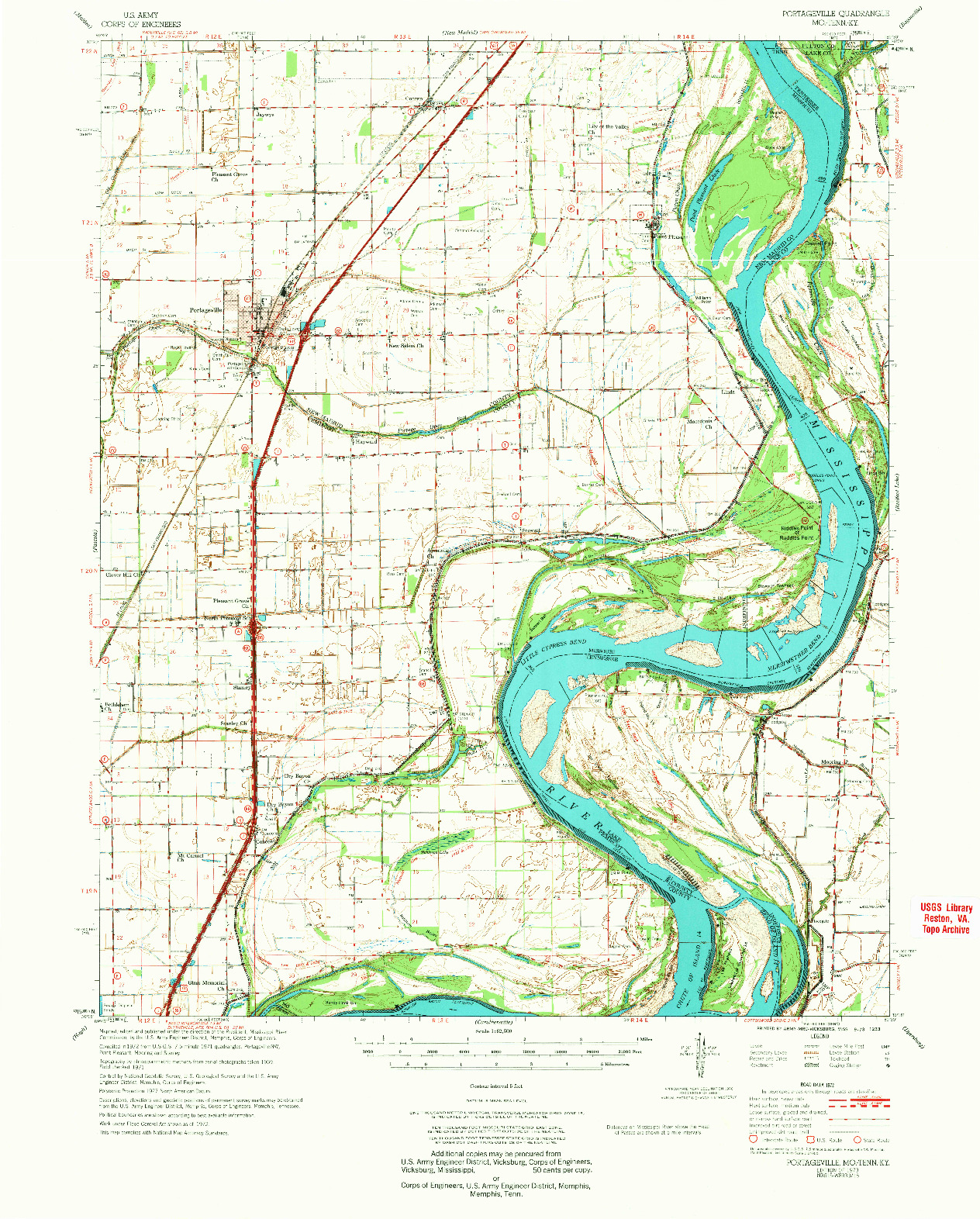 USGS 1:62500-SCALE QUADRANGLE FOR PORTAGEVILLE, MO 1973
