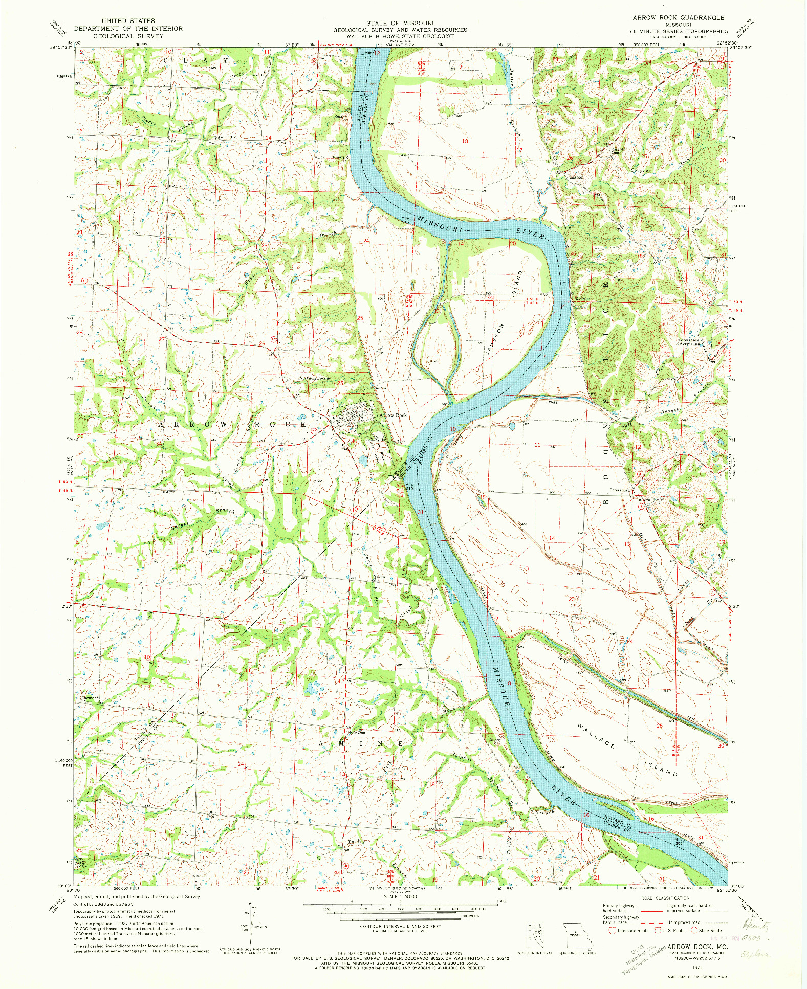 USGS 1:24000-SCALE QUADRANGLE FOR ARROW ROCK, MO 1971