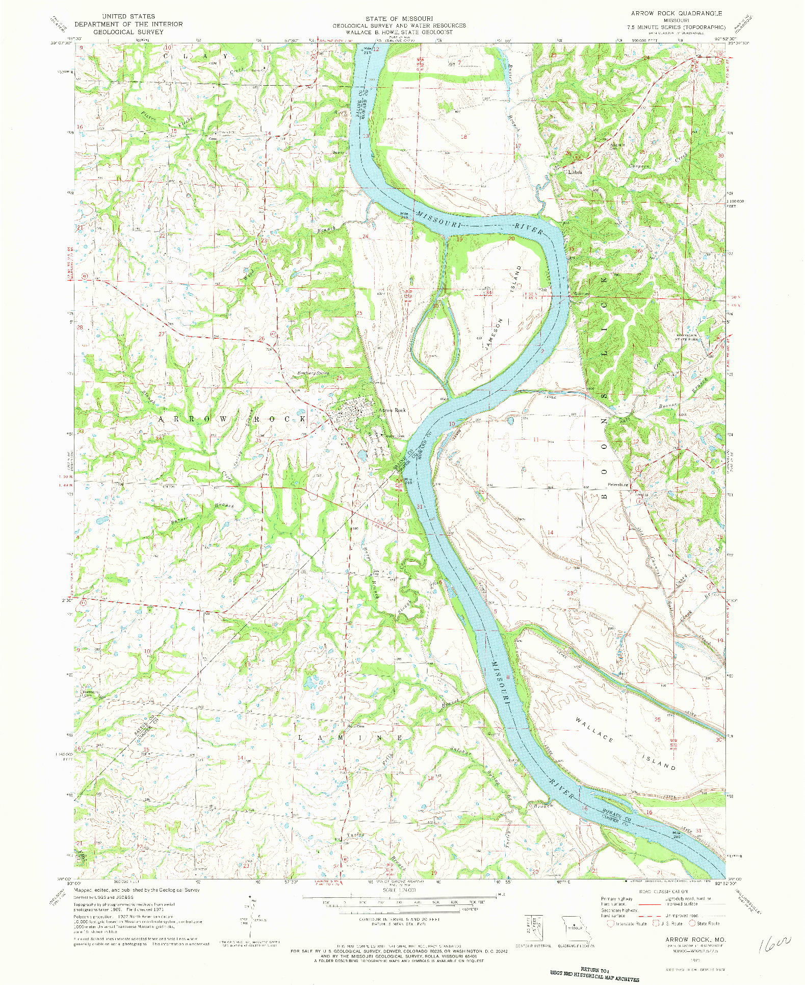 USGS 1:24000-SCALE QUADRANGLE FOR ARROW ROCK, MO 1971