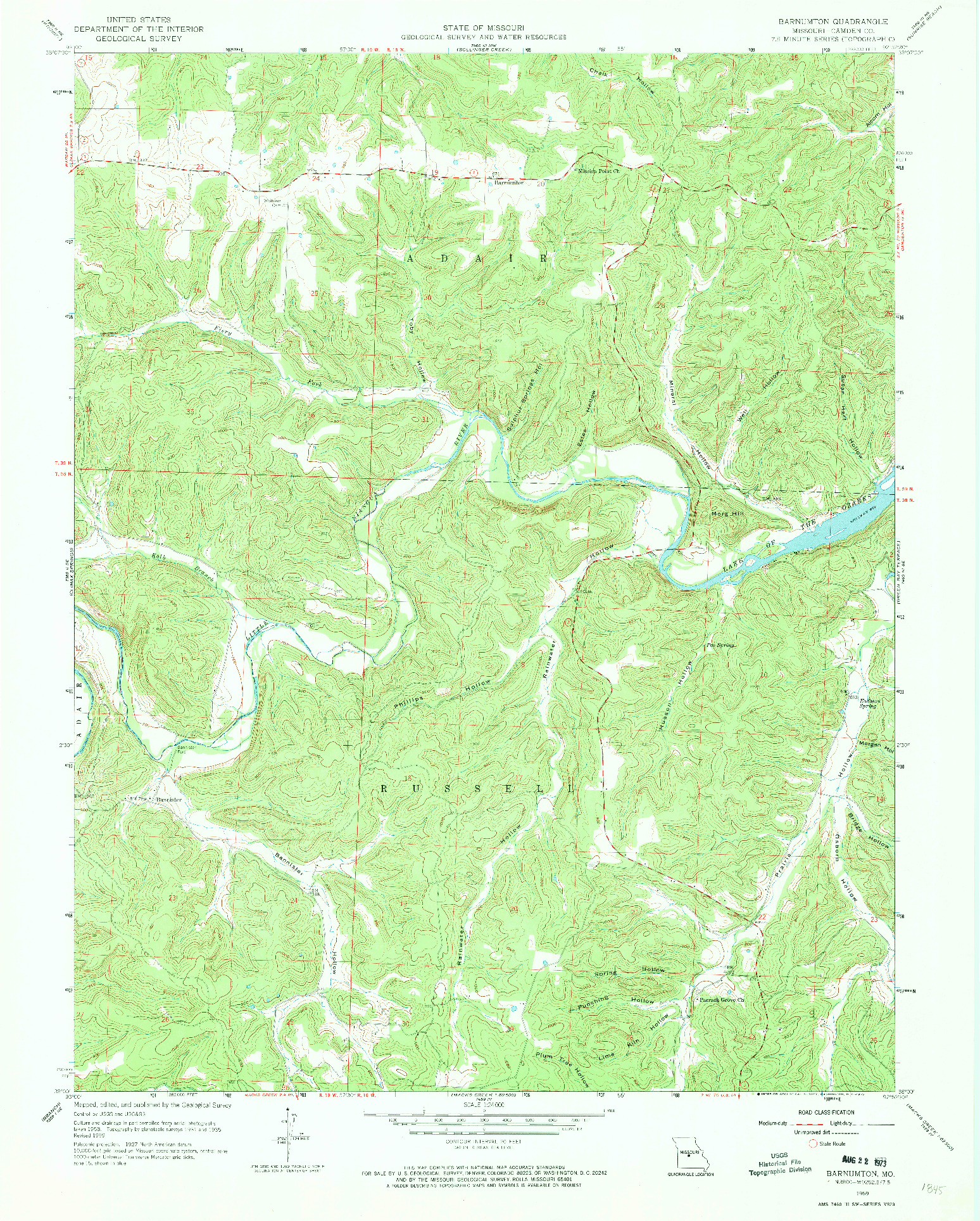 USGS 1:24000-SCALE QUADRANGLE FOR BARNUMTON, MO 1959