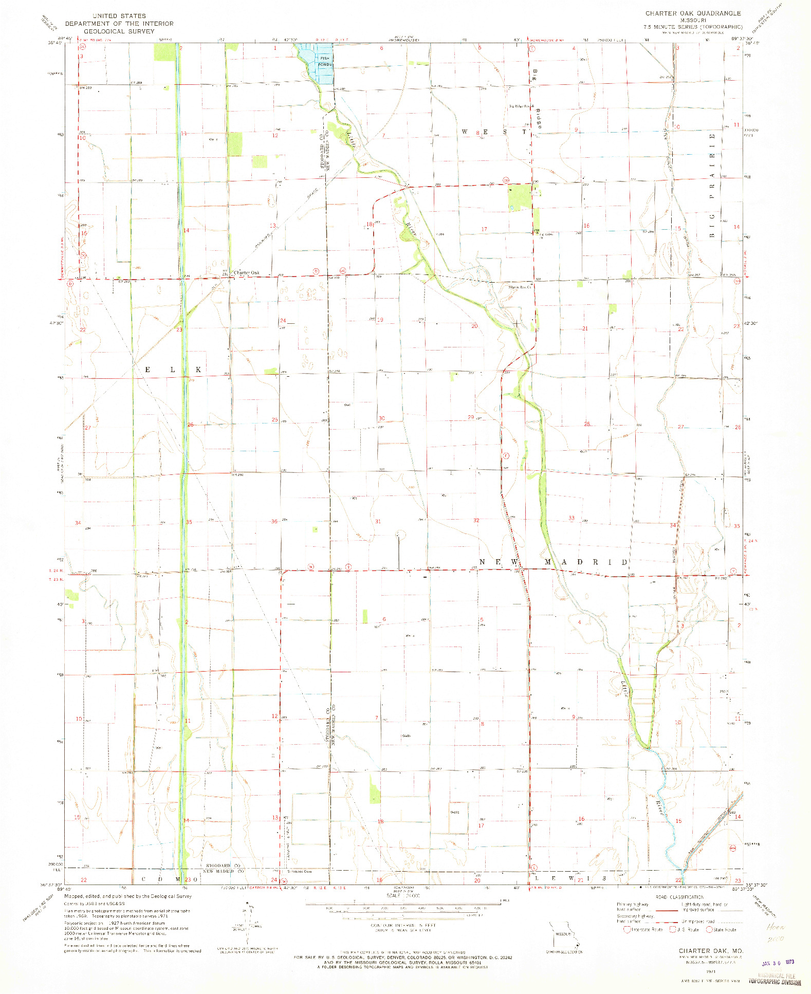 USGS 1:24000-SCALE QUADRANGLE FOR CHARTER OAK, MO 1971