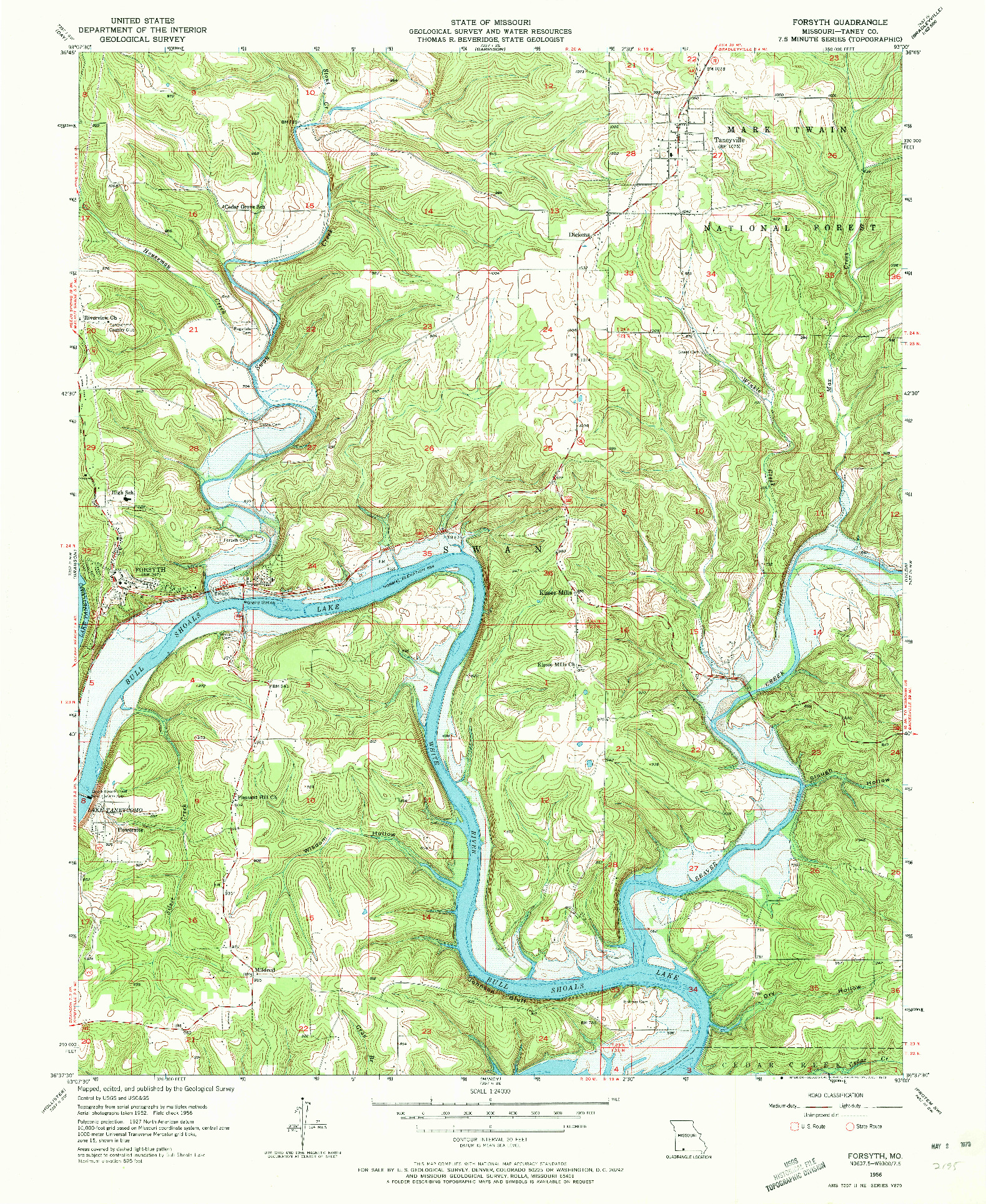 USGS 1:24000-SCALE QUADRANGLE FOR FORSYTH, MO 1956