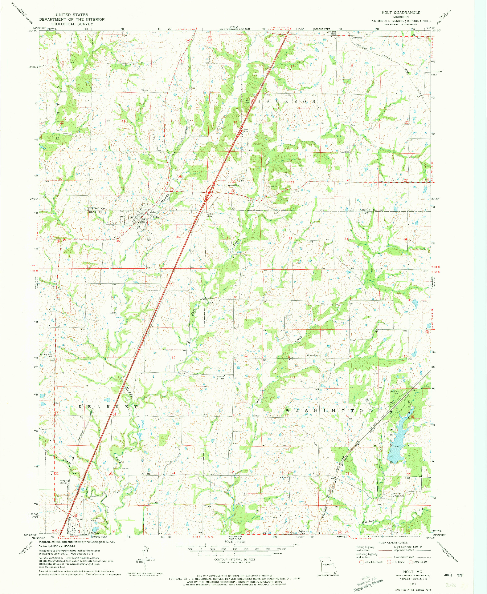 USGS 1:24000-SCALE QUADRANGLE FOR HOLT, MO 1971