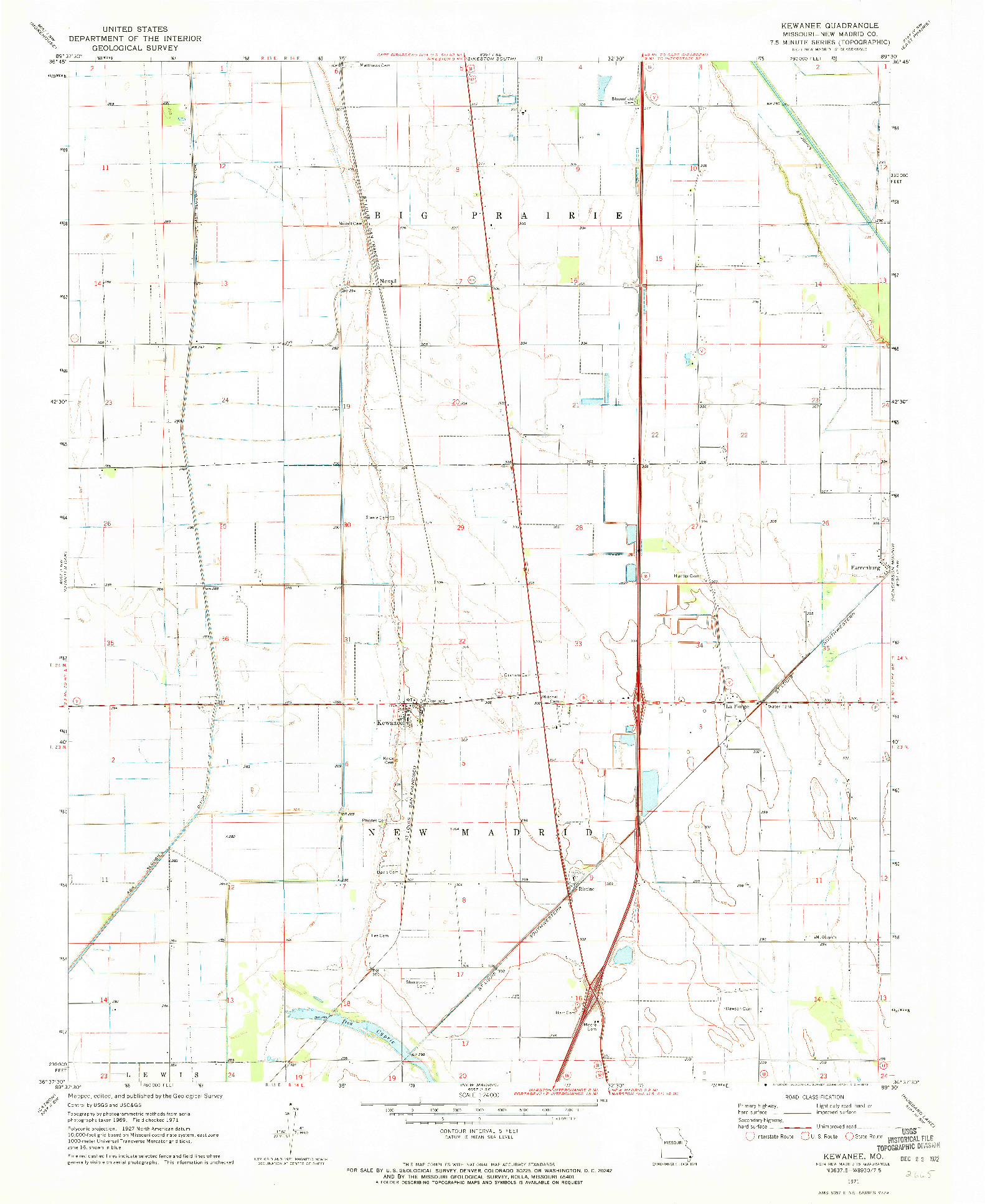 USGS 1:24000-SCALE QUADRANGLE FOR KEWANEE, MO 1971