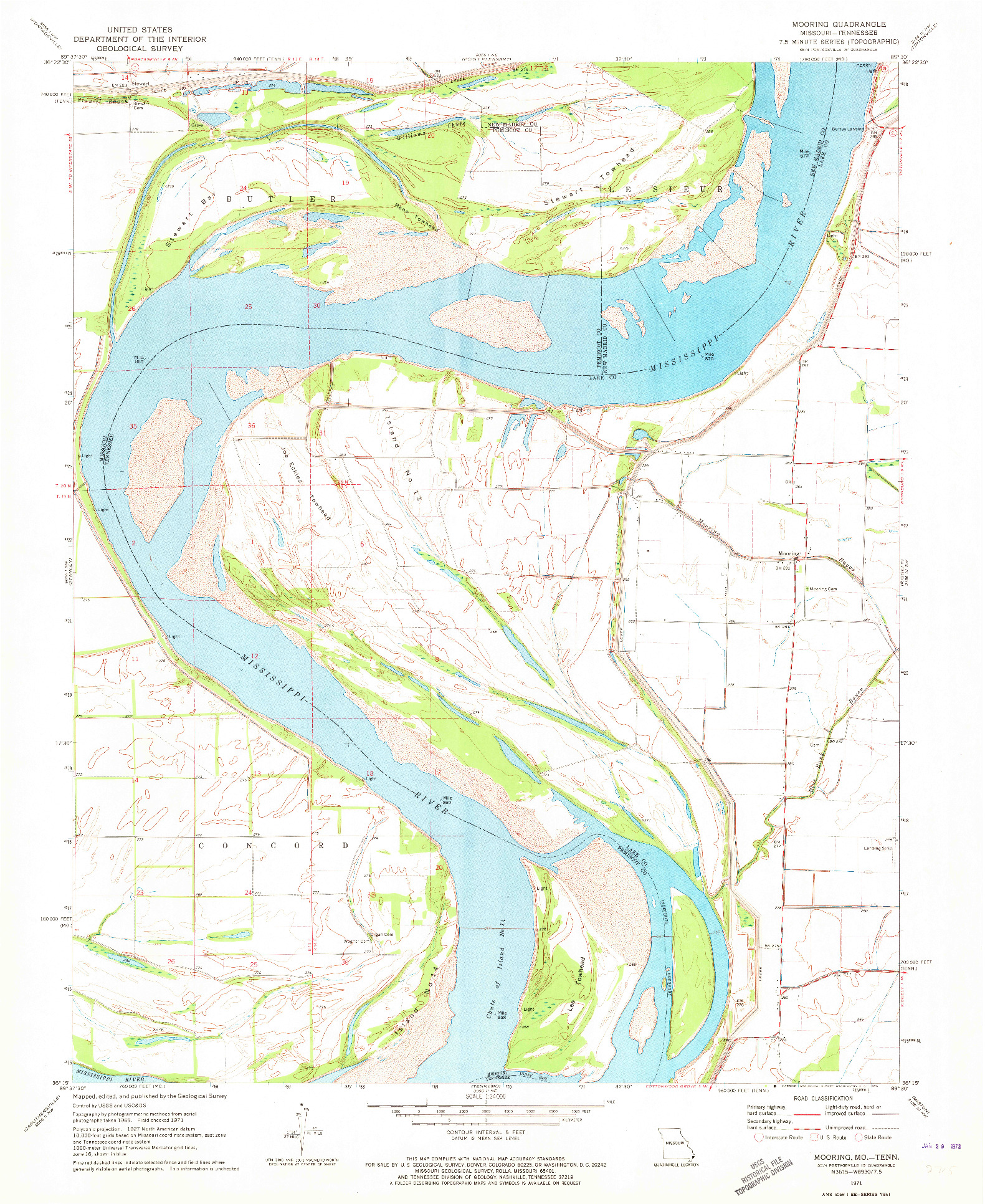 USGS 1:24000-SCALE QUADRANGLE FOR MOORING, MO 1971