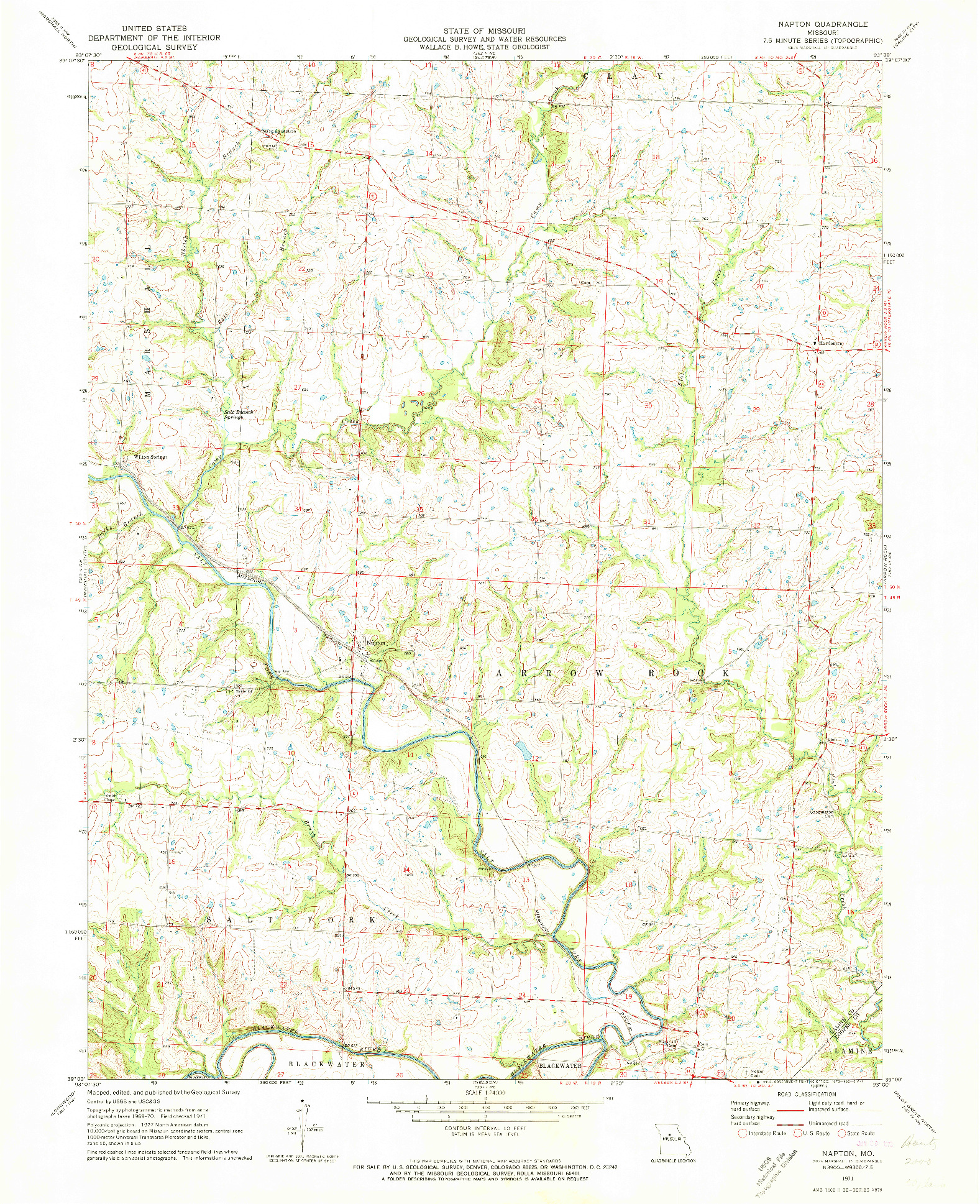 USGS 1:24000-SCALE QUADRANGLE FOR NAPTON, MO 1971