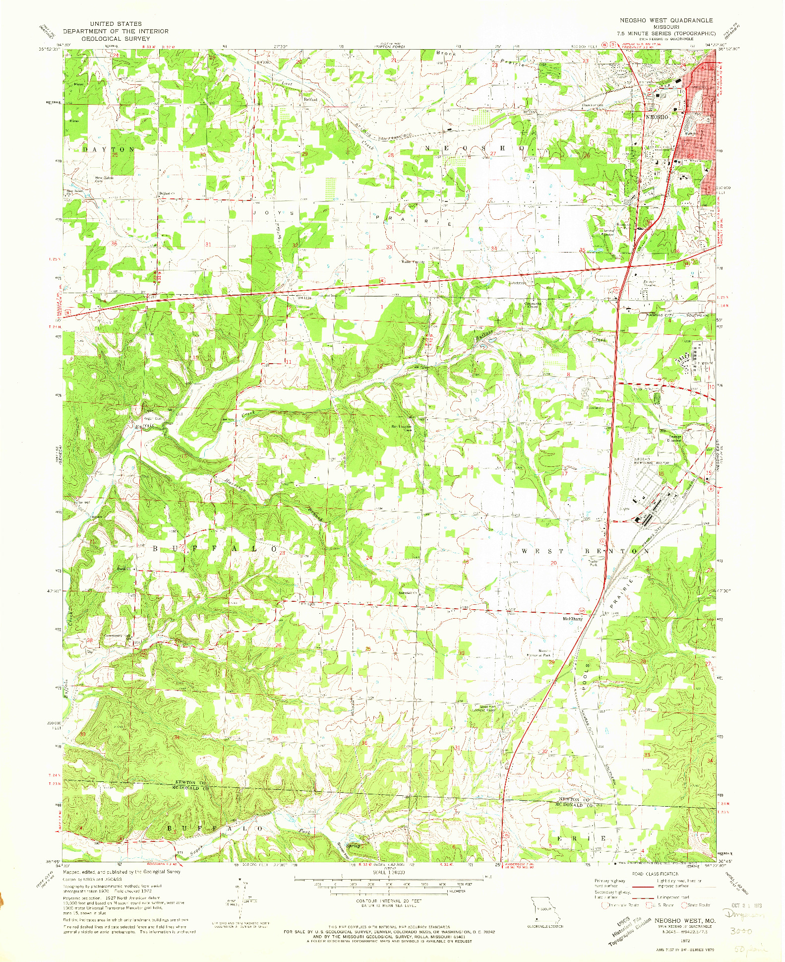 USGS 1:24000-SCALE QUADRANGLE FOR NEOSHO WEST, MO 1972