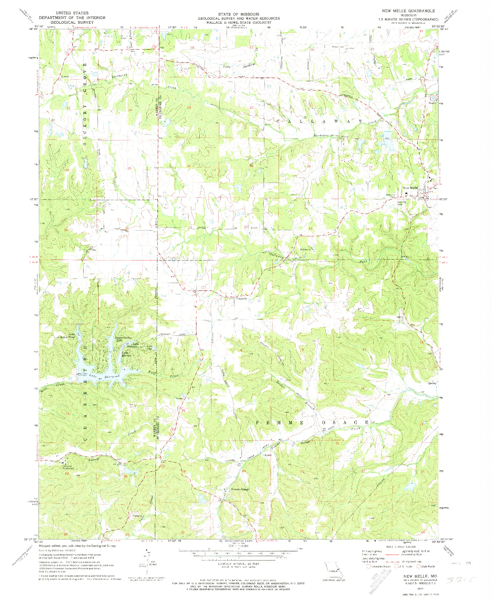 USGS 1:24000-SCALE QUADRANGLE FOR NEW MELLE, MO 1972