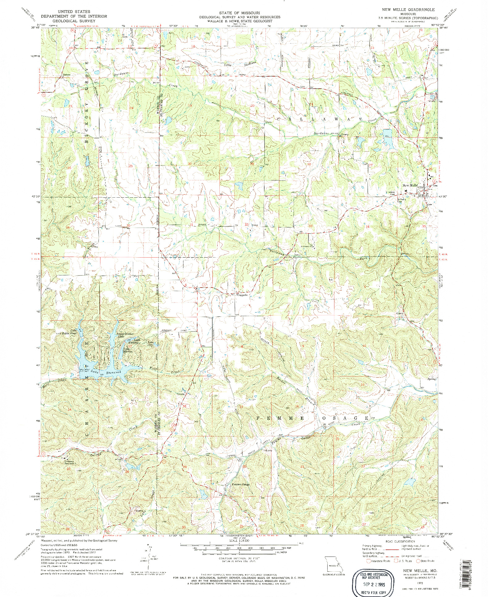 USGS 1:24000-SCALE QUADRANGLE FOR NEW MELLE, MO 1972